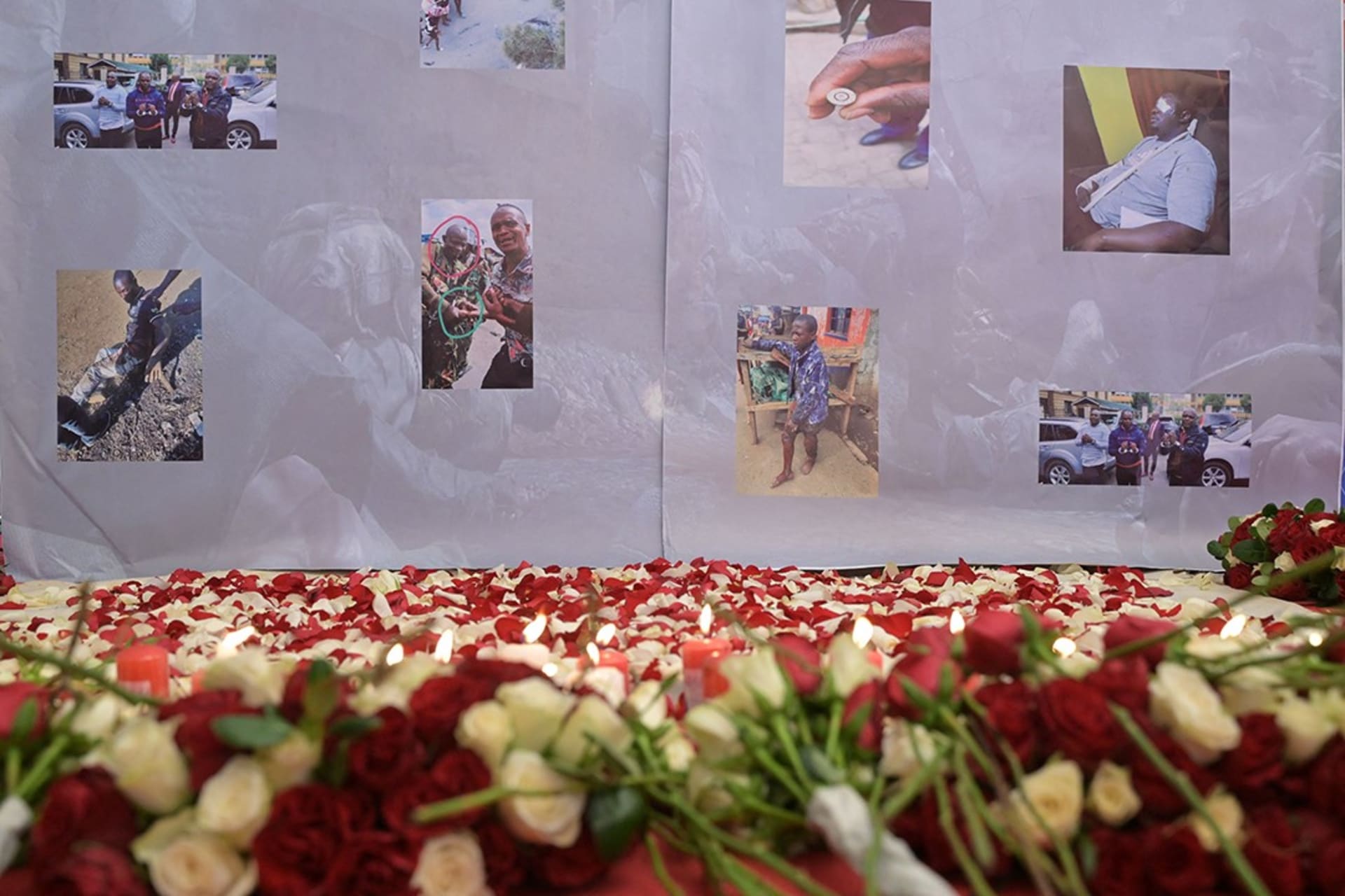<p>Candles and flowers are placed at a vigil to commemorate protestors who were injured or killed during recent anti-government protests in Nairobi, Kenya on July 26, 2023. </p>
