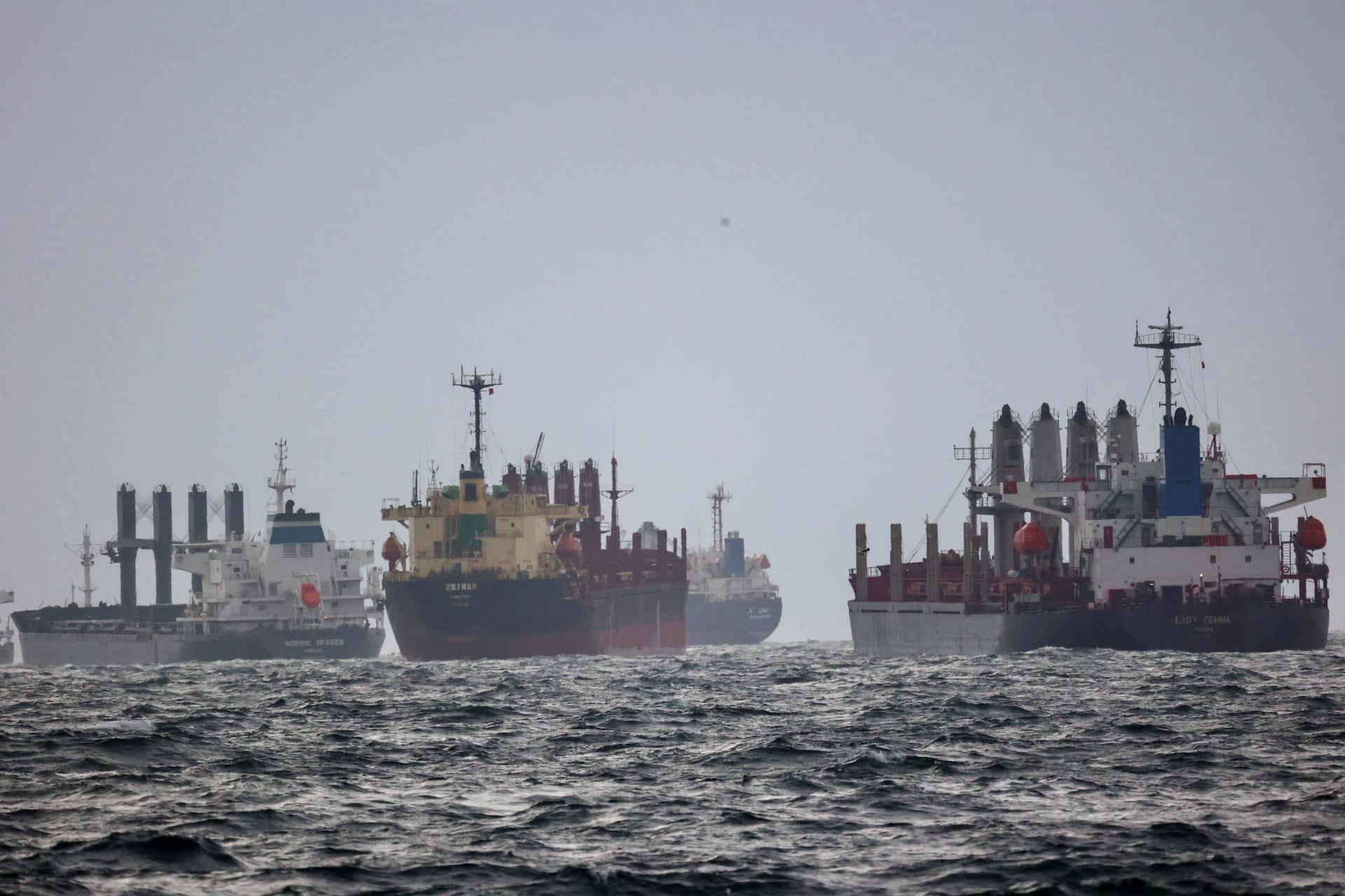 <p>Vessels wait in the Bosphorus for inspection under the United Nation’s Black Sea Grain Initiative on December 11, 2022.</p>
