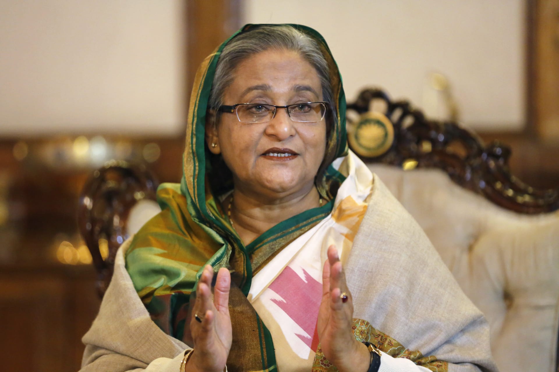 <p>Bangladesh’s Prime Minister Sheikh Hasina speaks during a media conference in Dhaka.</p>
