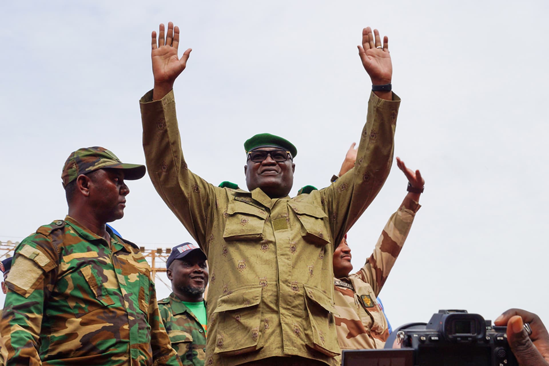 <p>Members of Niger’s military junta attend a demonstration in support of the coup d’etat in Niamey, Niger on August 6, 2023. </p>
