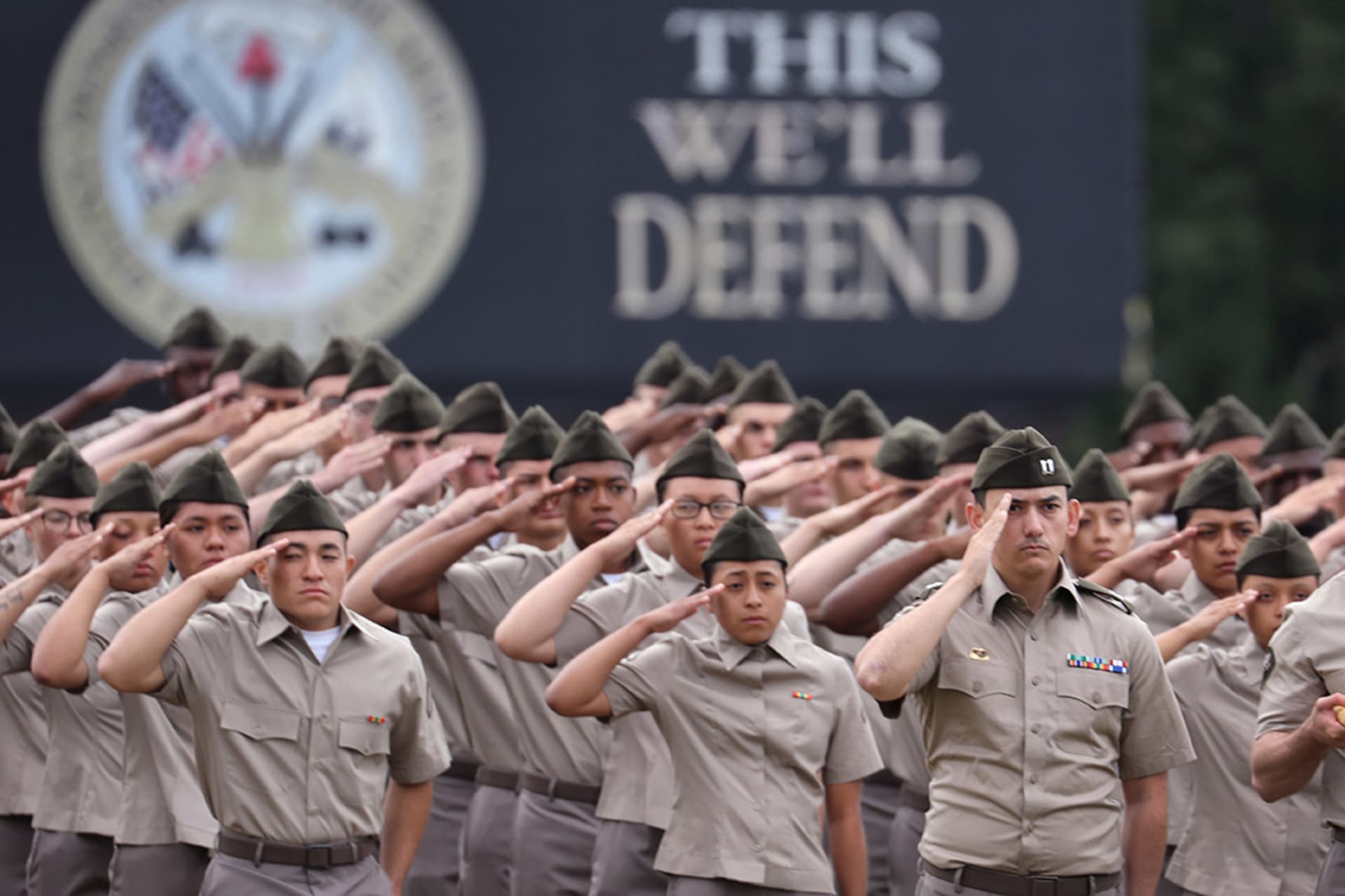 <p>U.S. Army trainees attend their graduation ceremony during basic training at Fort Jackson in Columbia, South Carolina, on September 29, 2022.</p>
