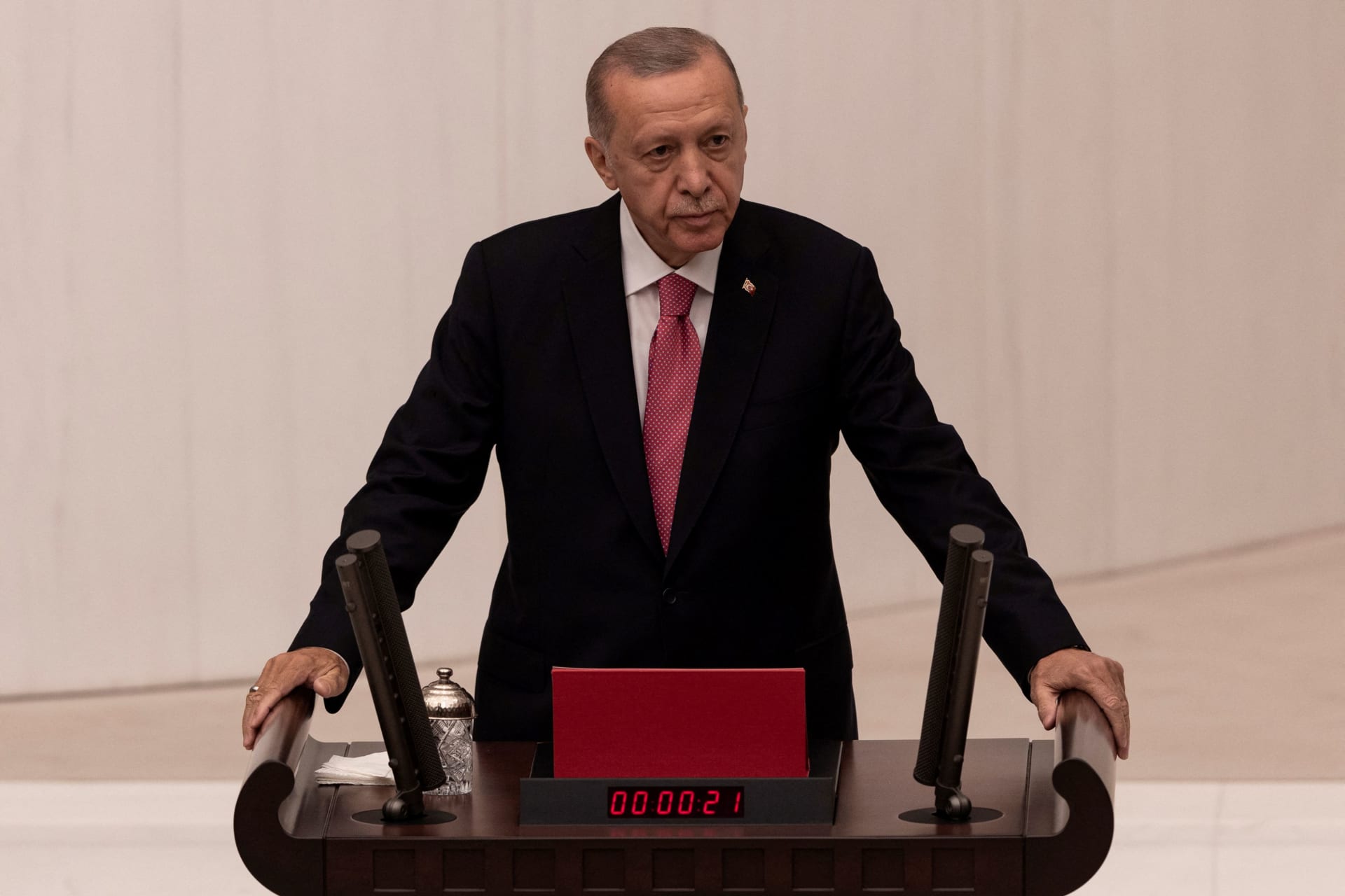 <p>Turkish President Recep Tayyip Erdogan takes the oath of office in Ankara, Turkey on June 3, 2023, after winning his third term in office.</p>
