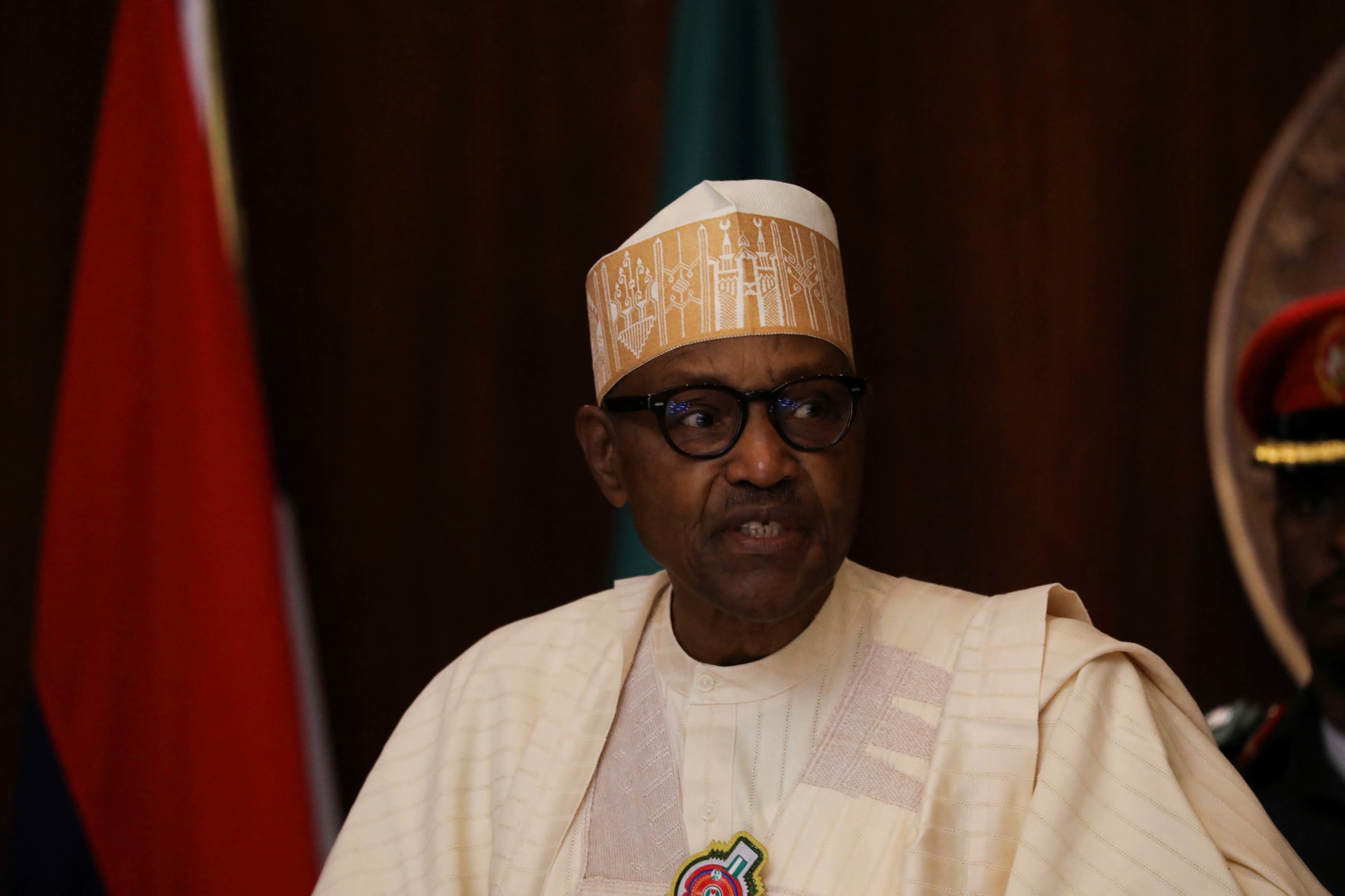 <p>Nigerian President Muhammadu Buhari speaks during the launch of the new Nigerian currency in Abuja, Nigeria on November 23, 2022.</p>
