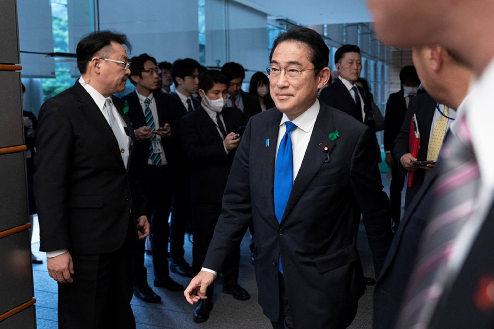 <p>Japan’s Prime Minister Fumio Kishida arrives for a meeting with U.S. Secretary of State Antony Blinken in Tokyo, April 2023.</p>
