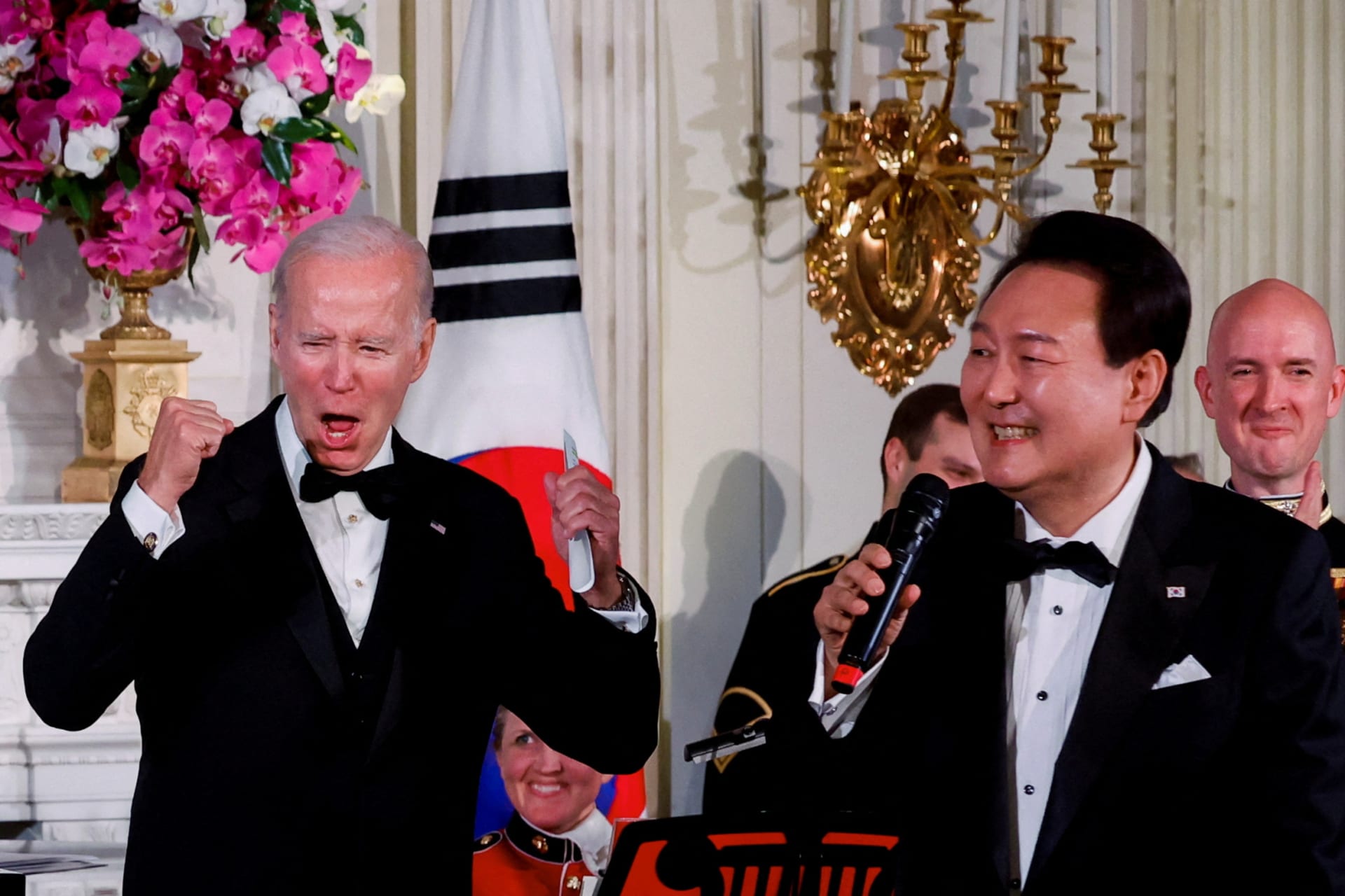 <p>South Korean President Yoon Suk Yeol sang “American Pie” at the White House state dinner on April 26, 2023. </p>
