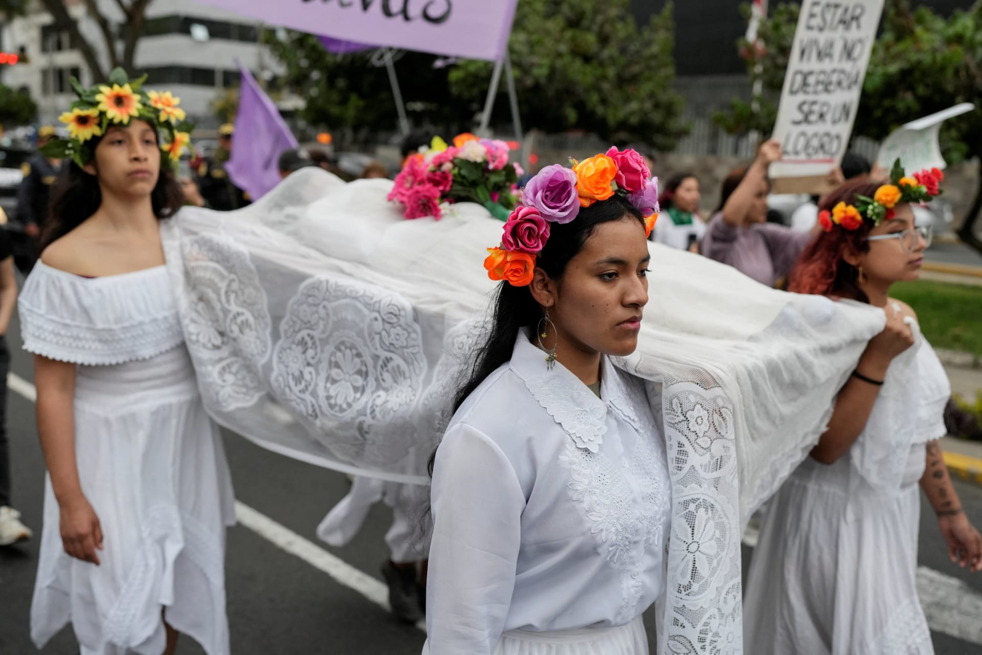 <p>Protest to mark the International Day for the Elimination of Violence Against Women, in Lima</p>
