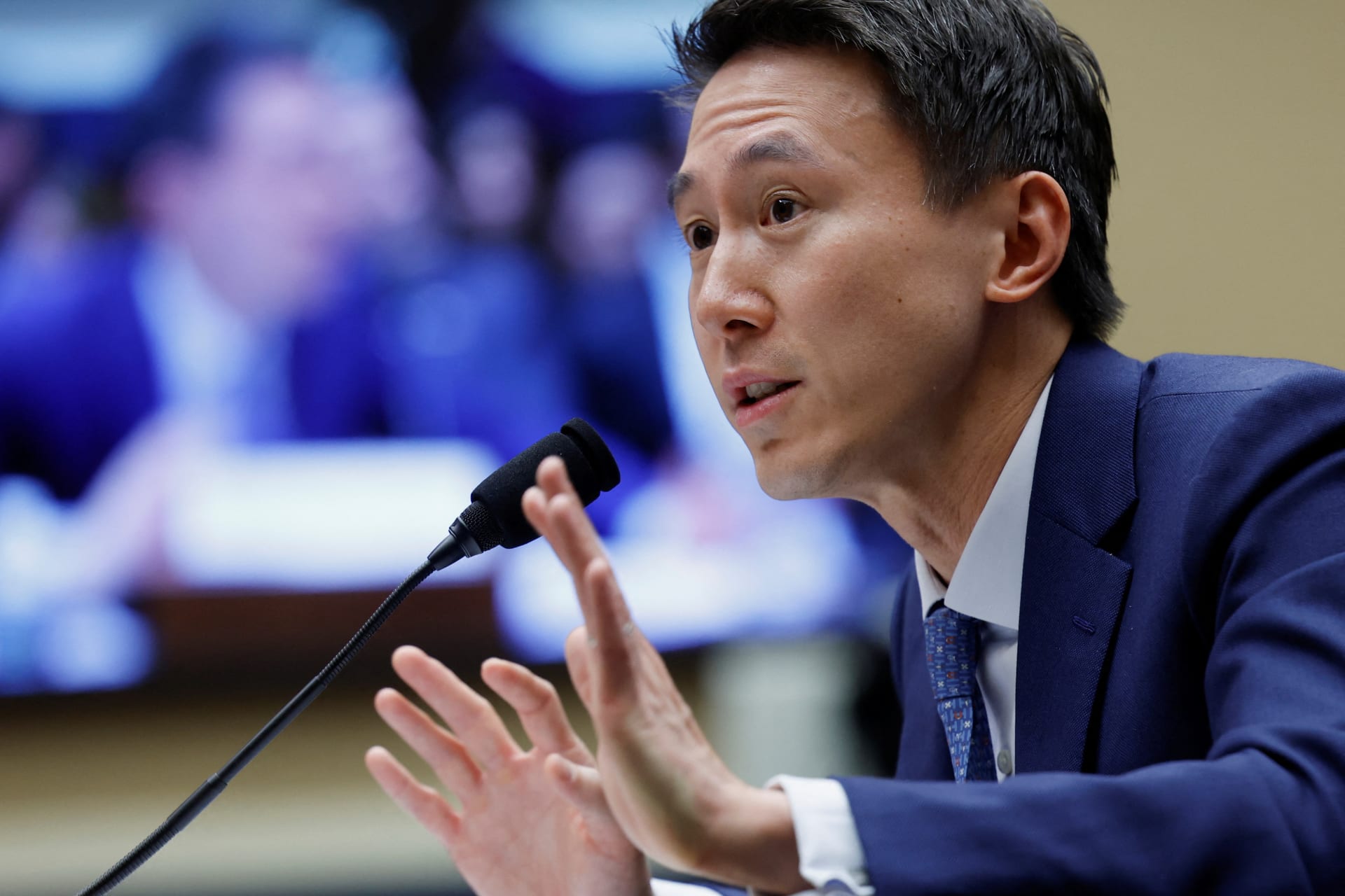 <p>TikTok Chief Executive Shou Zi Chew testifies before a House Energy and Commerce Committee hearing entitled “TikTok: How Congress can Safeguard American Data Privacy and Protect Children from Online Harms,” in Washington on March 23, 2023.</p>
