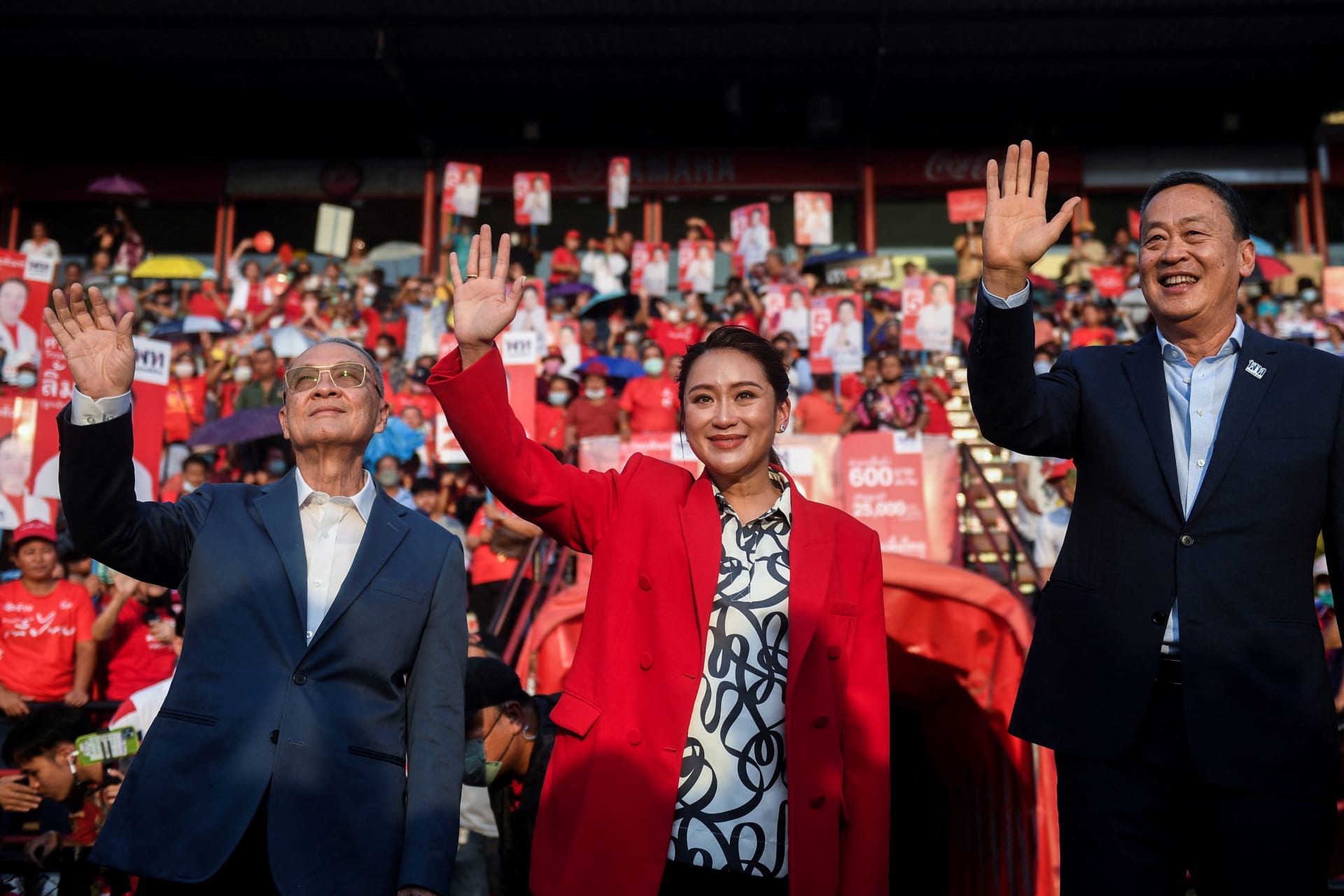 <p>Paetongtarn Shinawatra, daughter of former Prime Minister Thaksin Shinawatra, gestures during an event to announce the party’s prime ministerial candidate in Bangkok, Thailand, on April 5, 2023.</p>
