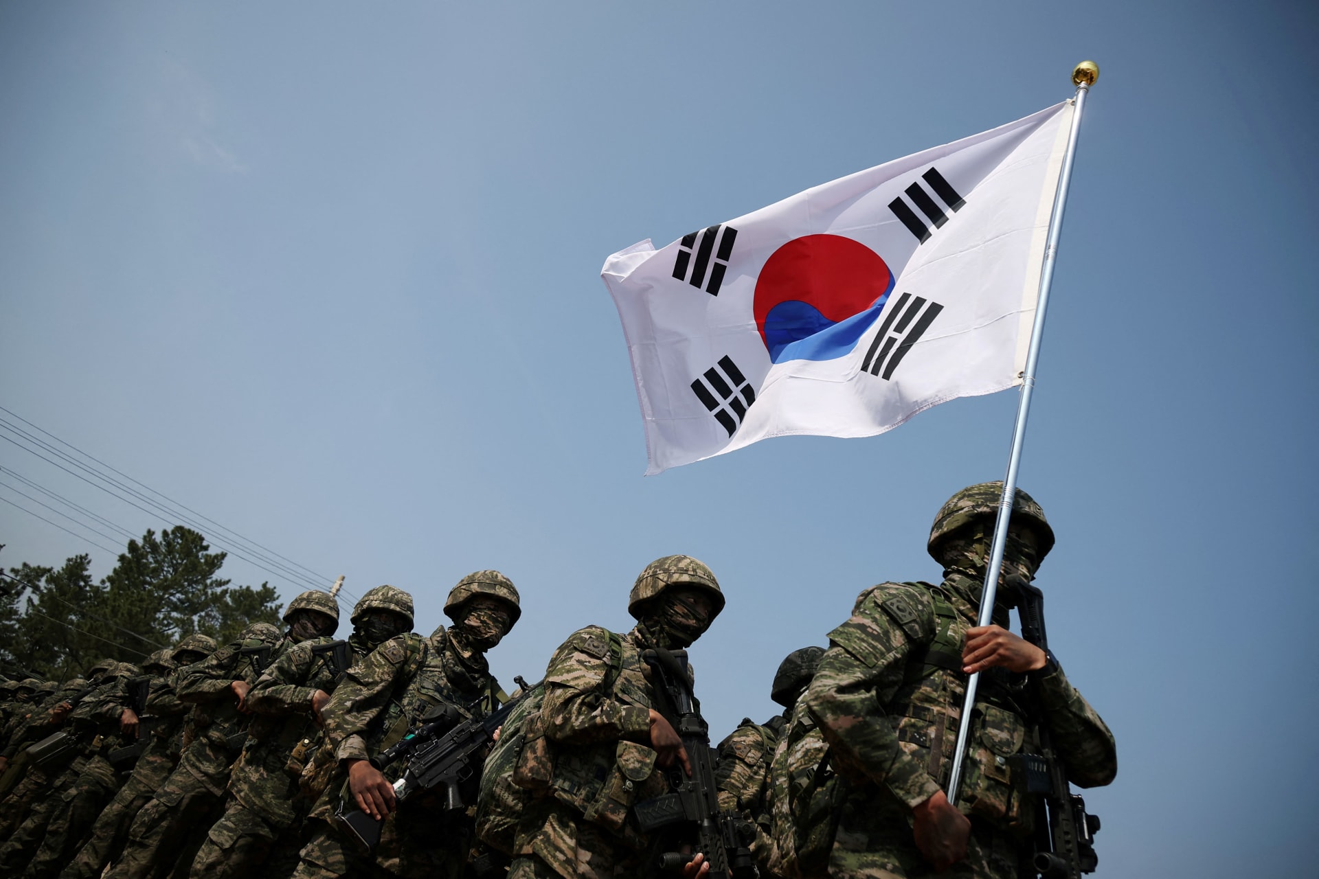 <p>South Korea’s marines take part in U.S and South Korea’s marine corps combined amphibious landing drill in Pohang, South Korea on March 29, 2023. </p>

