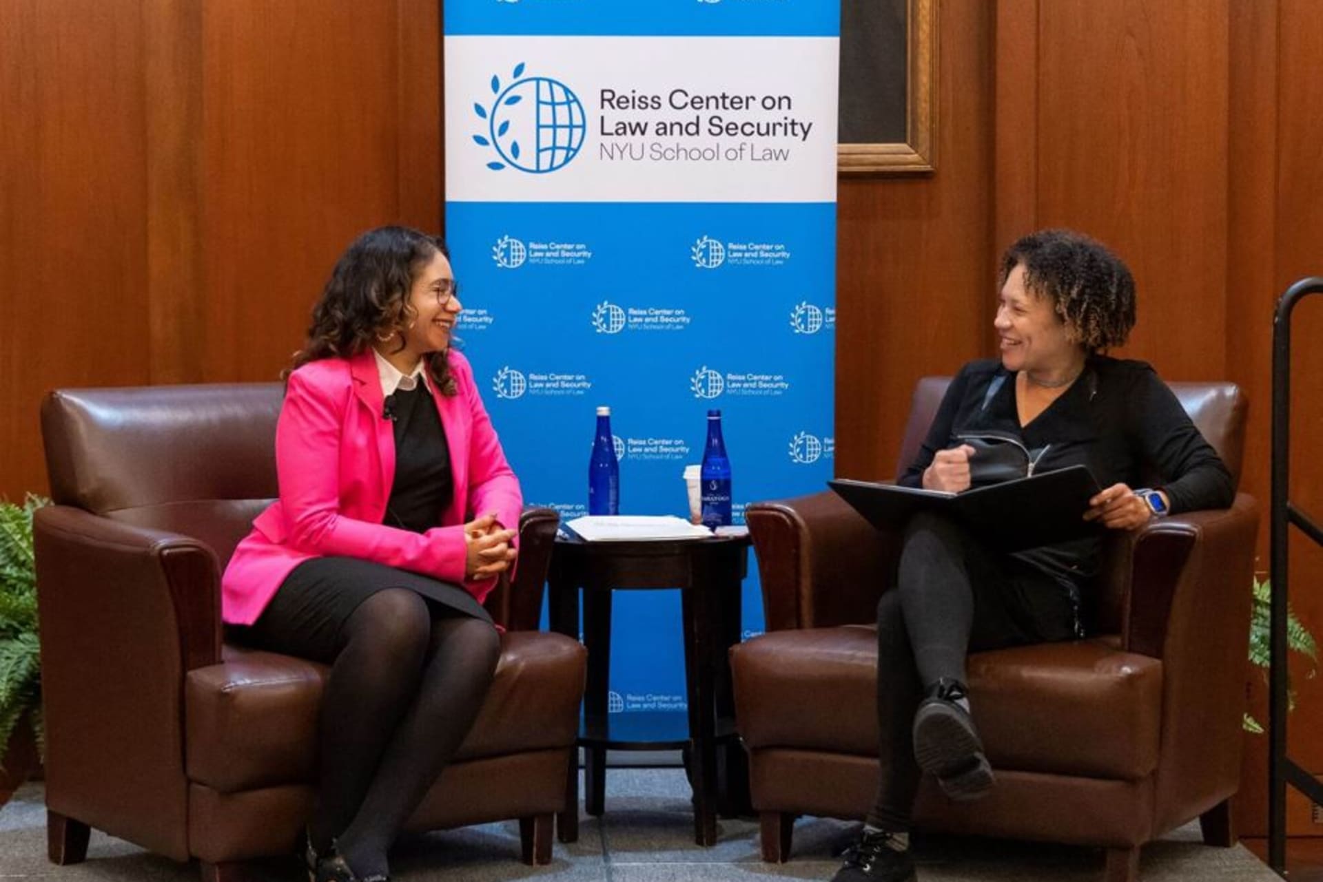 <p>Desiree Cormier Smith (L), Special Representative for Racial Equity and Justice in conversation with Catherine Powell (R) at a Reiss Center on Law and Security event at NYU School of Law, in New York City, New York on February 21, 2023.</p>
