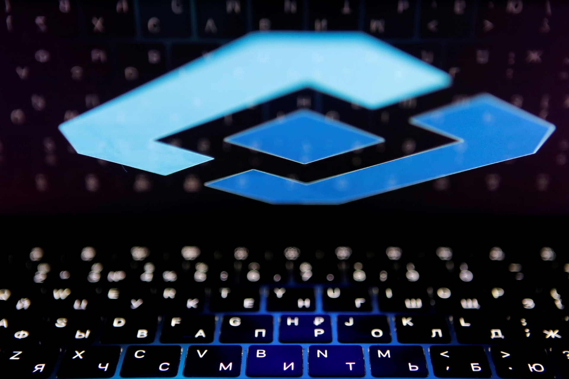 <p>The logo of Russia’s state communications regulator, Roskomnadzor, is reflected in a laptop screen.</p>
