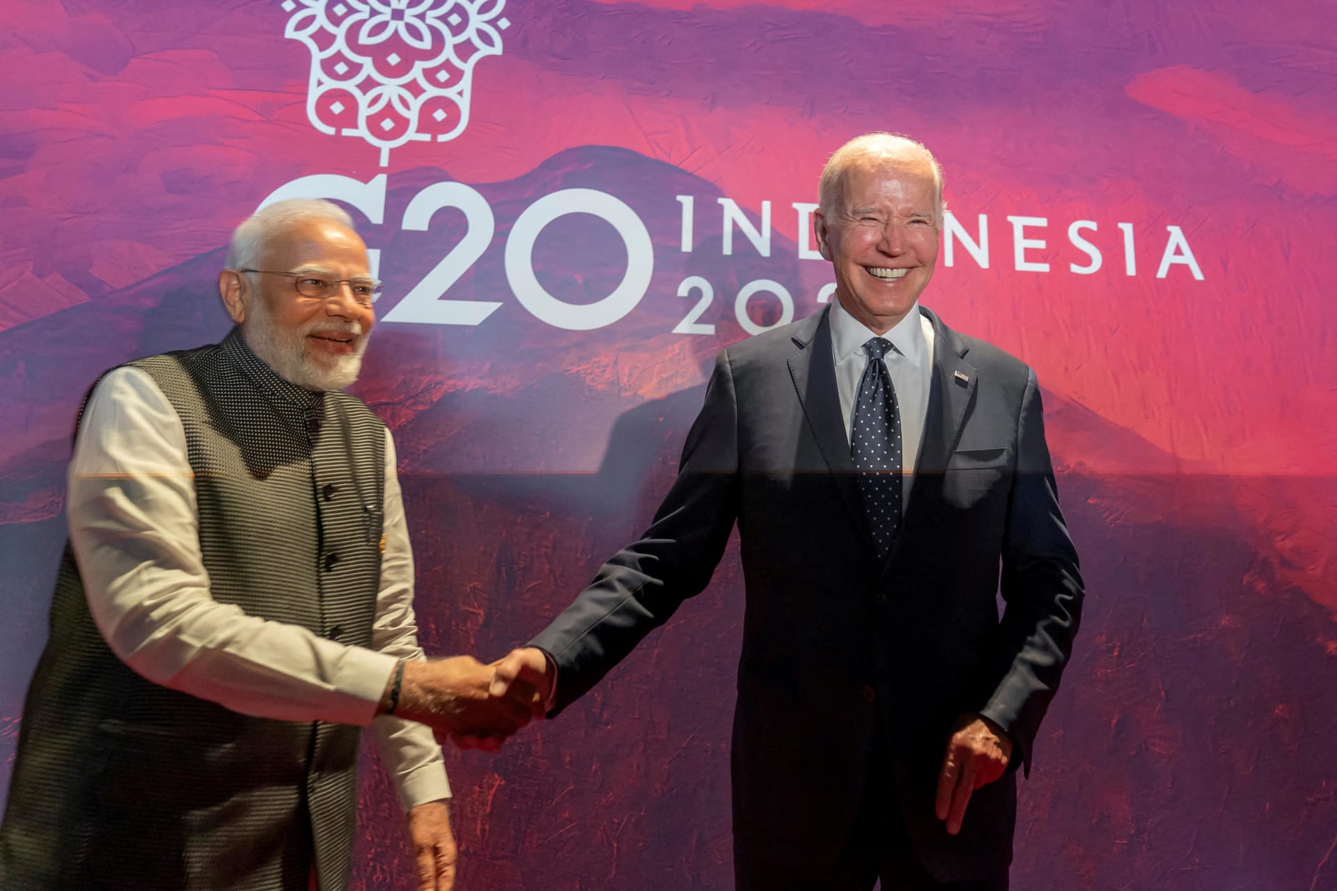 <p>President Joe Biden, right, shakes hands with India’s Prime Minister Narendra Modi before the Partnership for Global Infrastructure and Investment meeting at the G20 summit in Indonesia.</p>
