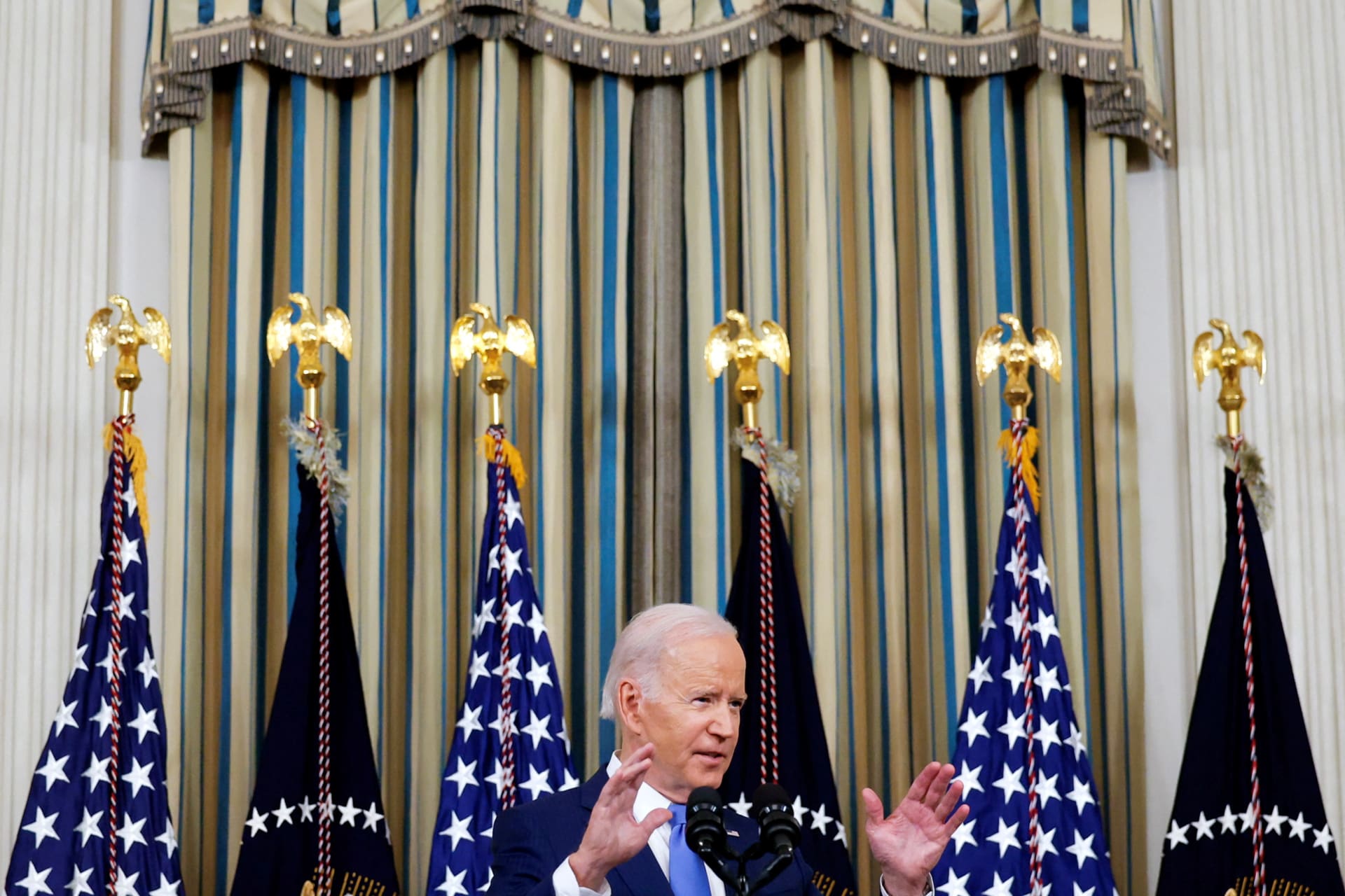 <p>U.S. President Joe Biden takes questions as he discusses the 2022 U.S. midterm election results during a news conference on November 9, 2022.</p>
