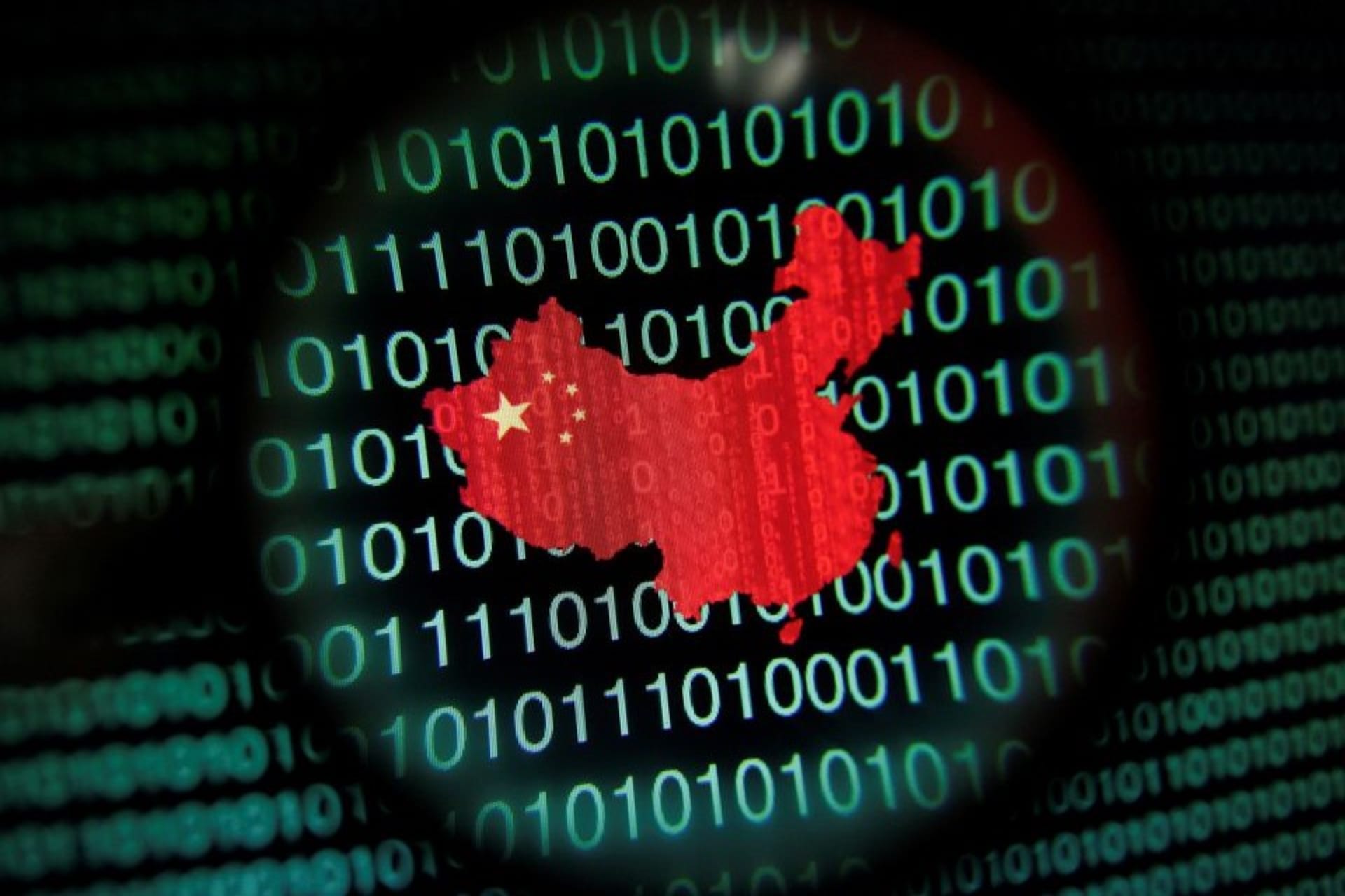 <p>A map of China overlaid against a background of ones and zeros.</p>
