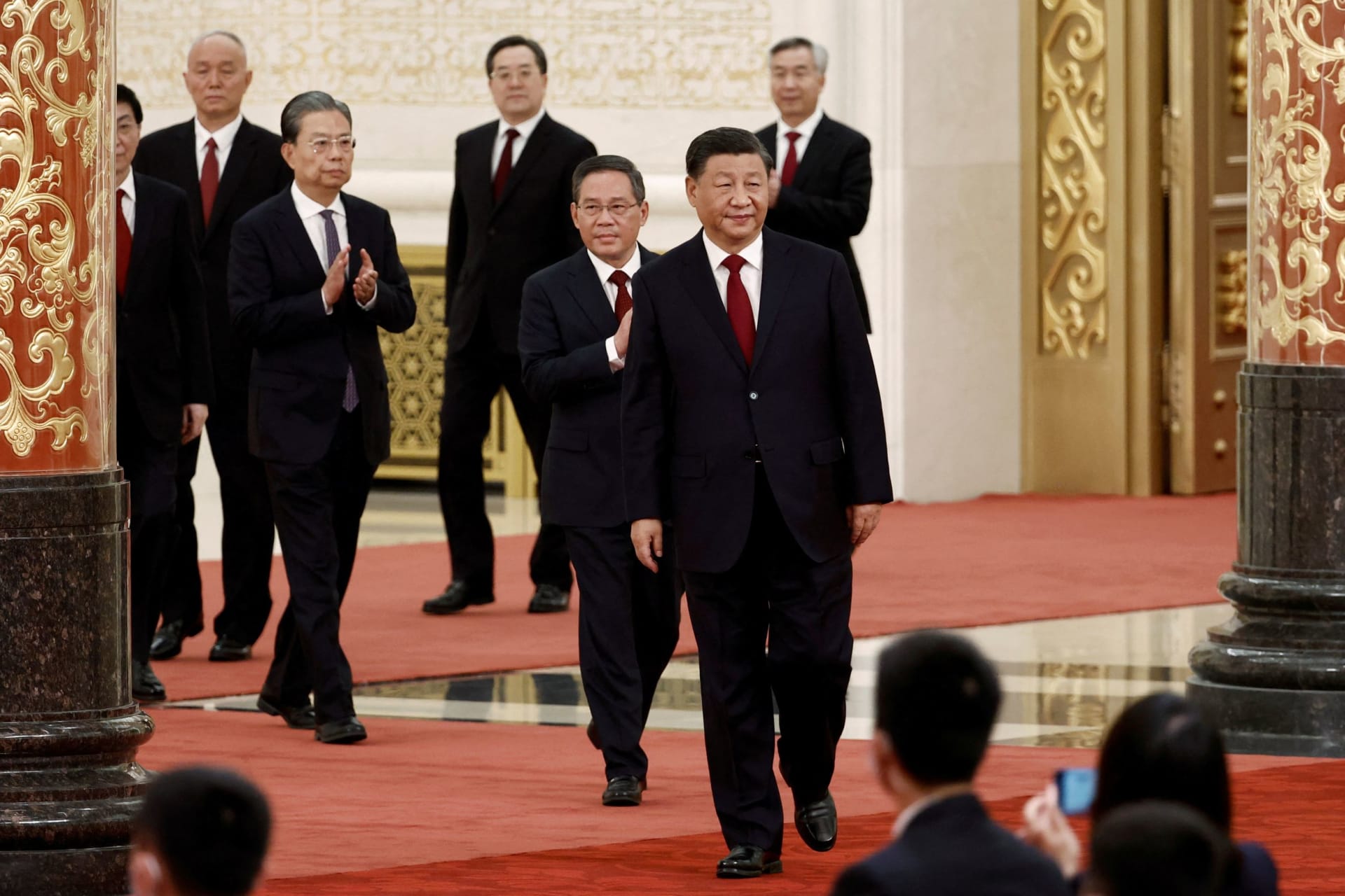 New Politburo Standing Committee members in Beijing