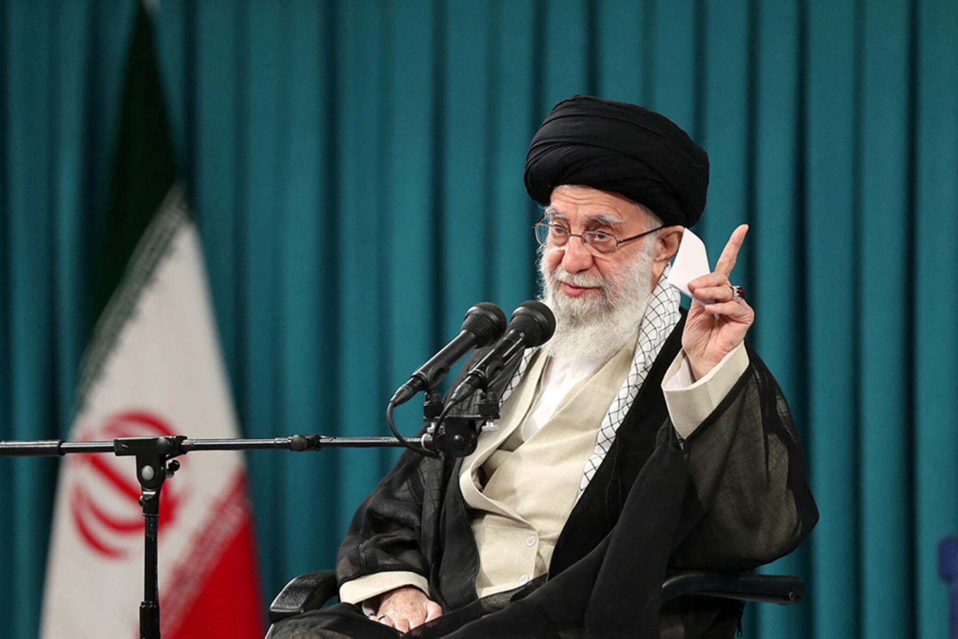 <p>Iran’s supreme leader, Ayatollah Ali Khamenei, speaks during a meeting in Tehran.</p>
