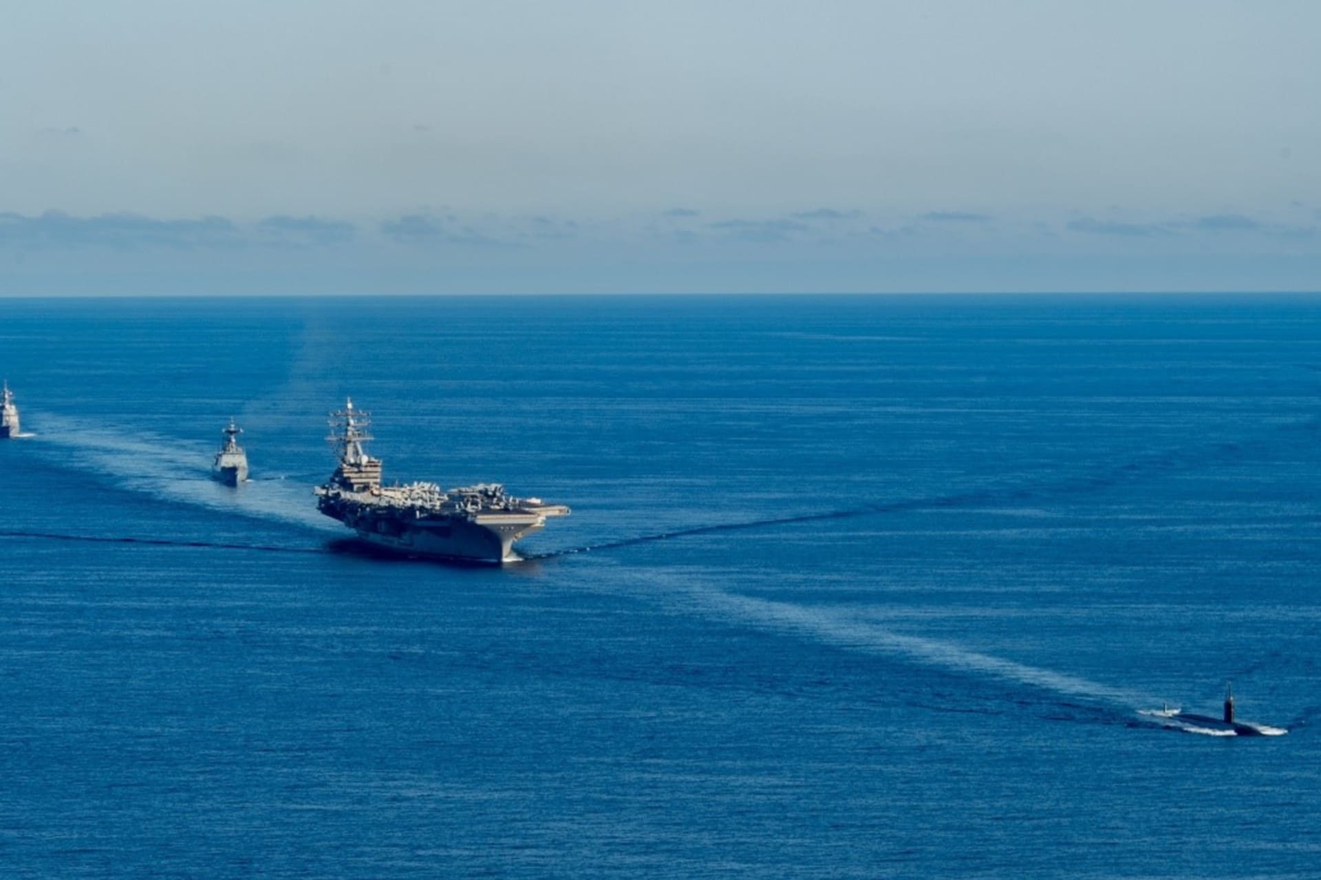 <p>USS Ronald Reagan in waters east of the Korean Peninsula.</p>
