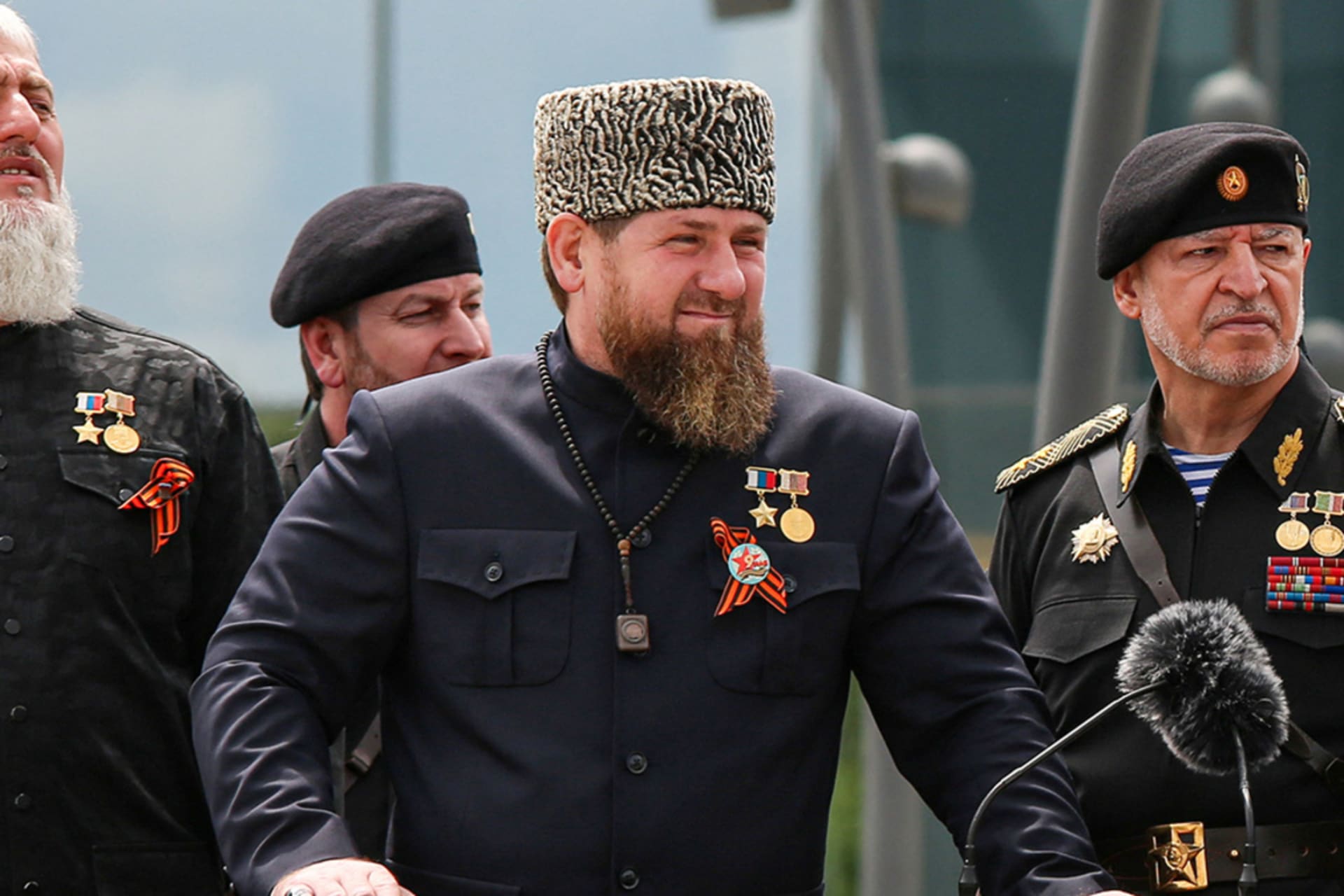 <p>Head of the Chechen Republic Ramzan Kadyrov attend a military parade in the Chechen capital ofGrozny.</p>
