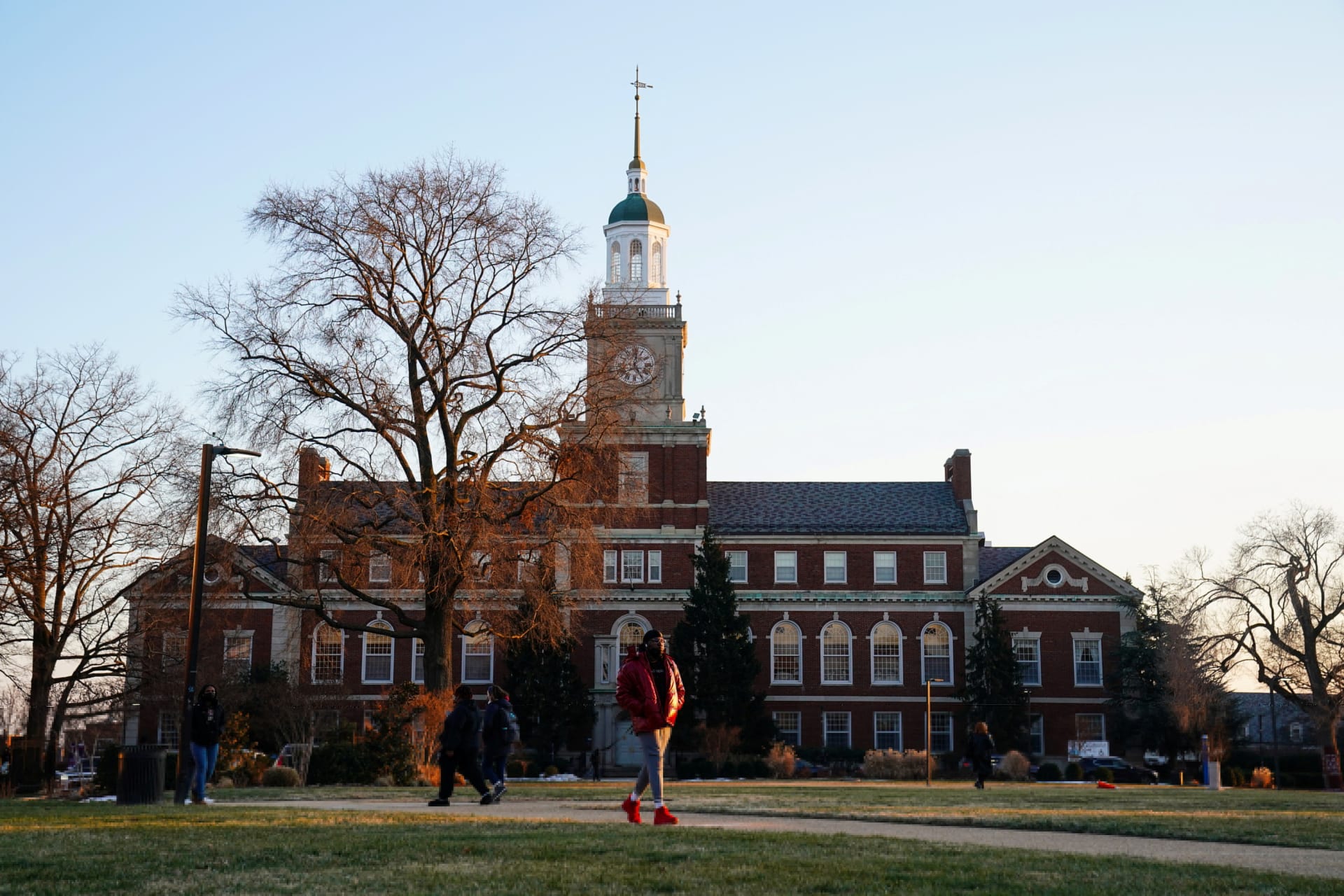 <p>Students walk across the campus of Howard University in Washington, D.C.</p>
