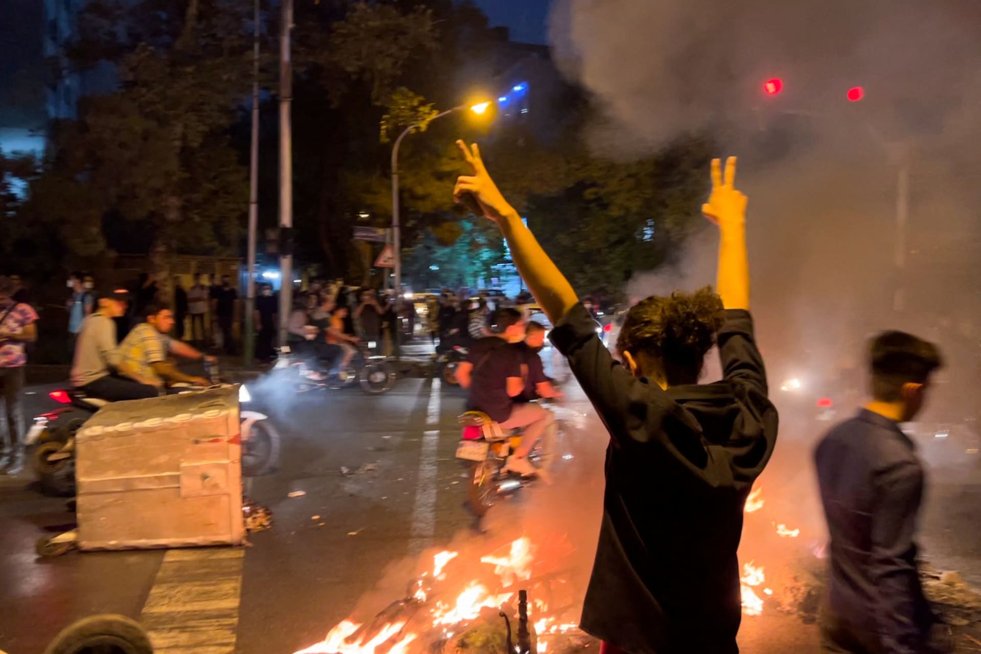 <p>Protest over the death of Mahsa Amini, in Tehran</p>

