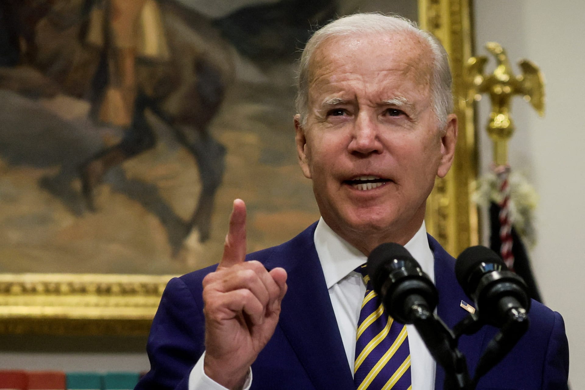 <p>U.S. President Joe Biden delivers remarks on his administration’s student debt relief plan at the White House </p>
