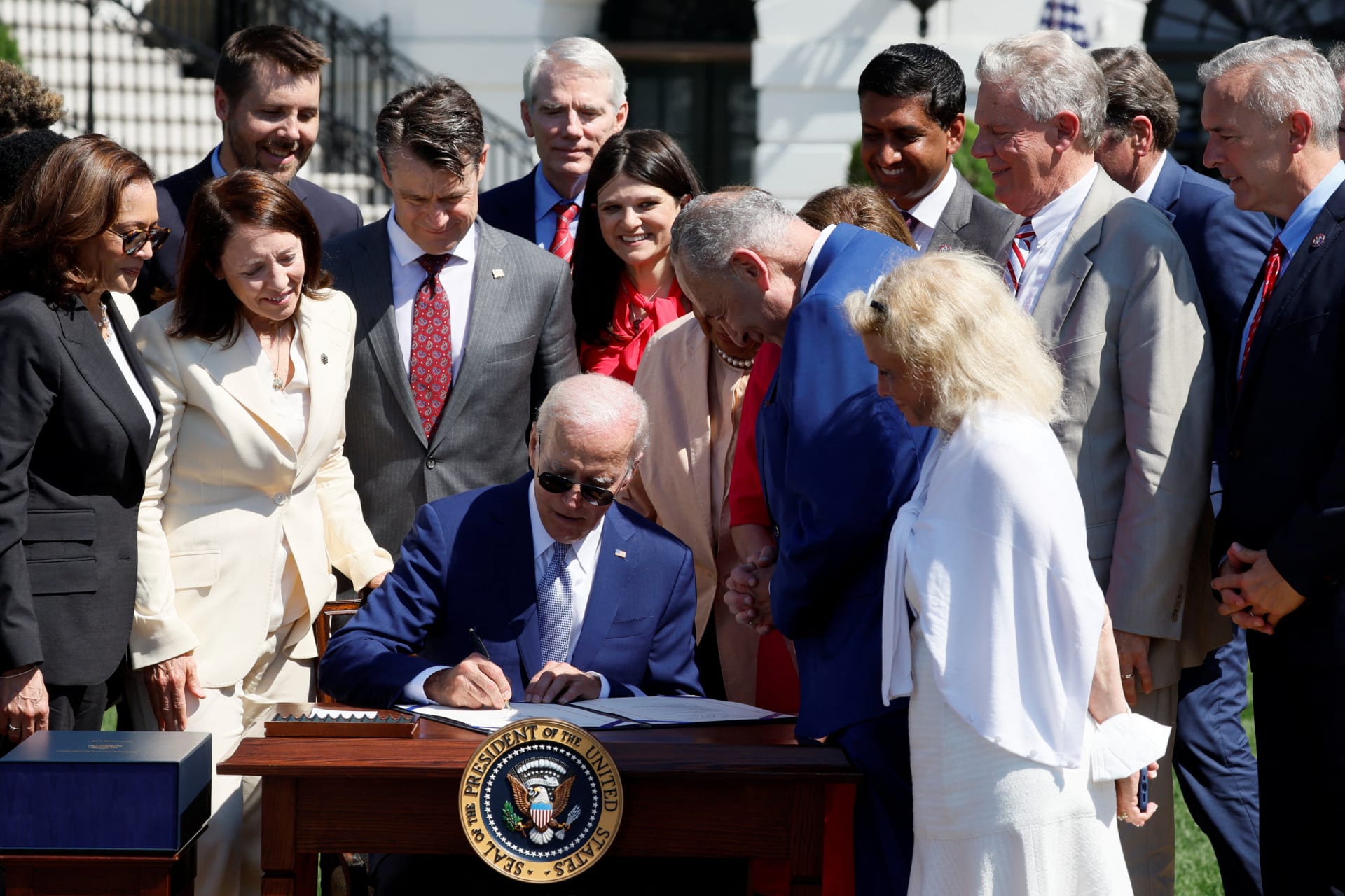 <p>U.S. President Biden signs the CHIPS and Science Act of 2022, in Washington</p>
