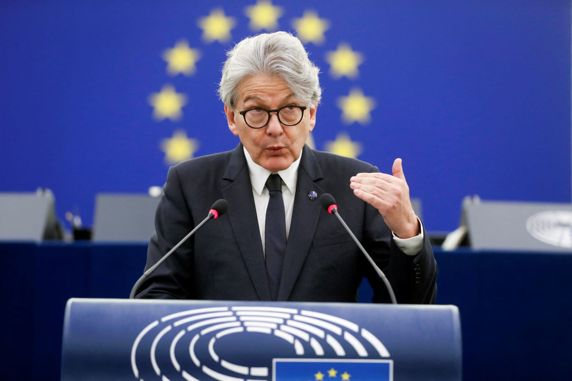 <p>European Commissioner for Internal Market Thierry Breton delivers a speech in Brussels in 2021.</p>
