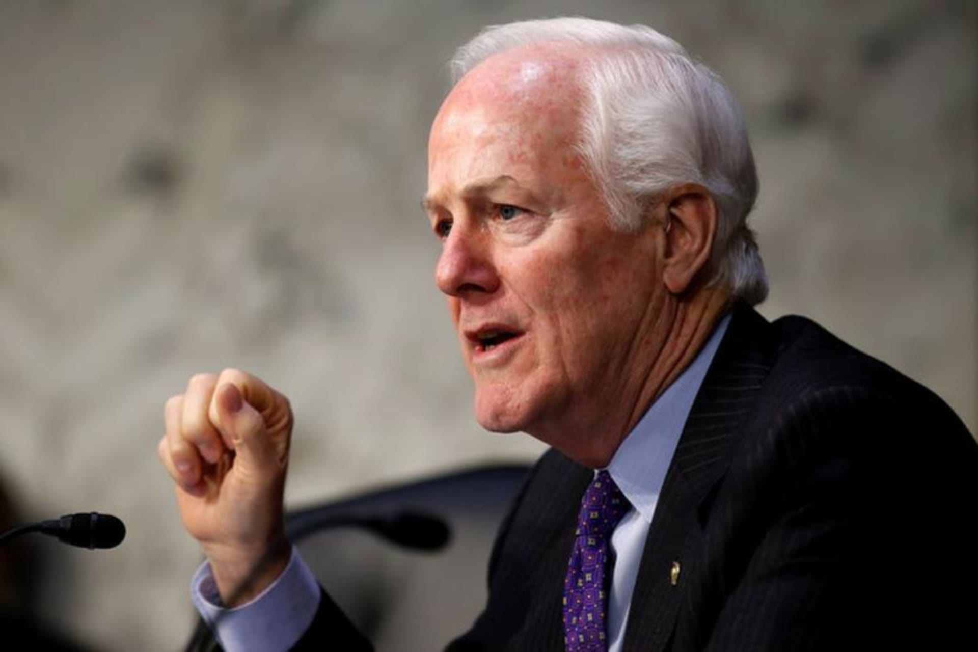 <p>Senator John Cornyn (R-TX) speaks during a Senate Intelligence Committee hearing in November 2021.</p>
