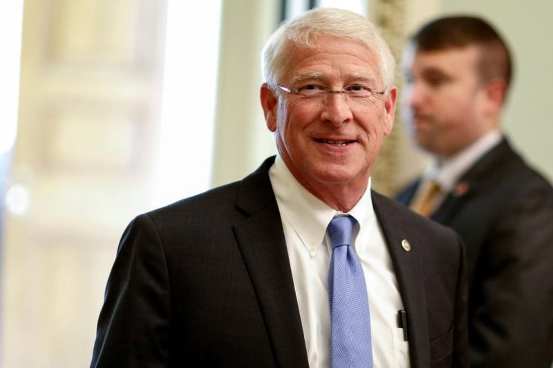 <p>Senator Roger Wicker, one of the architects of the new privacy bill, walks in a hallway in the U.S. Capitol in August 2018.</p>
