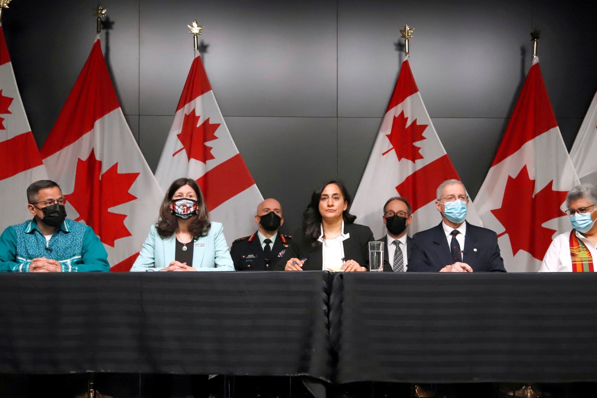 <p>Canada’s Defense Minister Anita Anand speaks at a news conference about an advisory panel report on systemic racism and discrimination in the military in Ottawa, Canada on April 25, 2022. </p>
