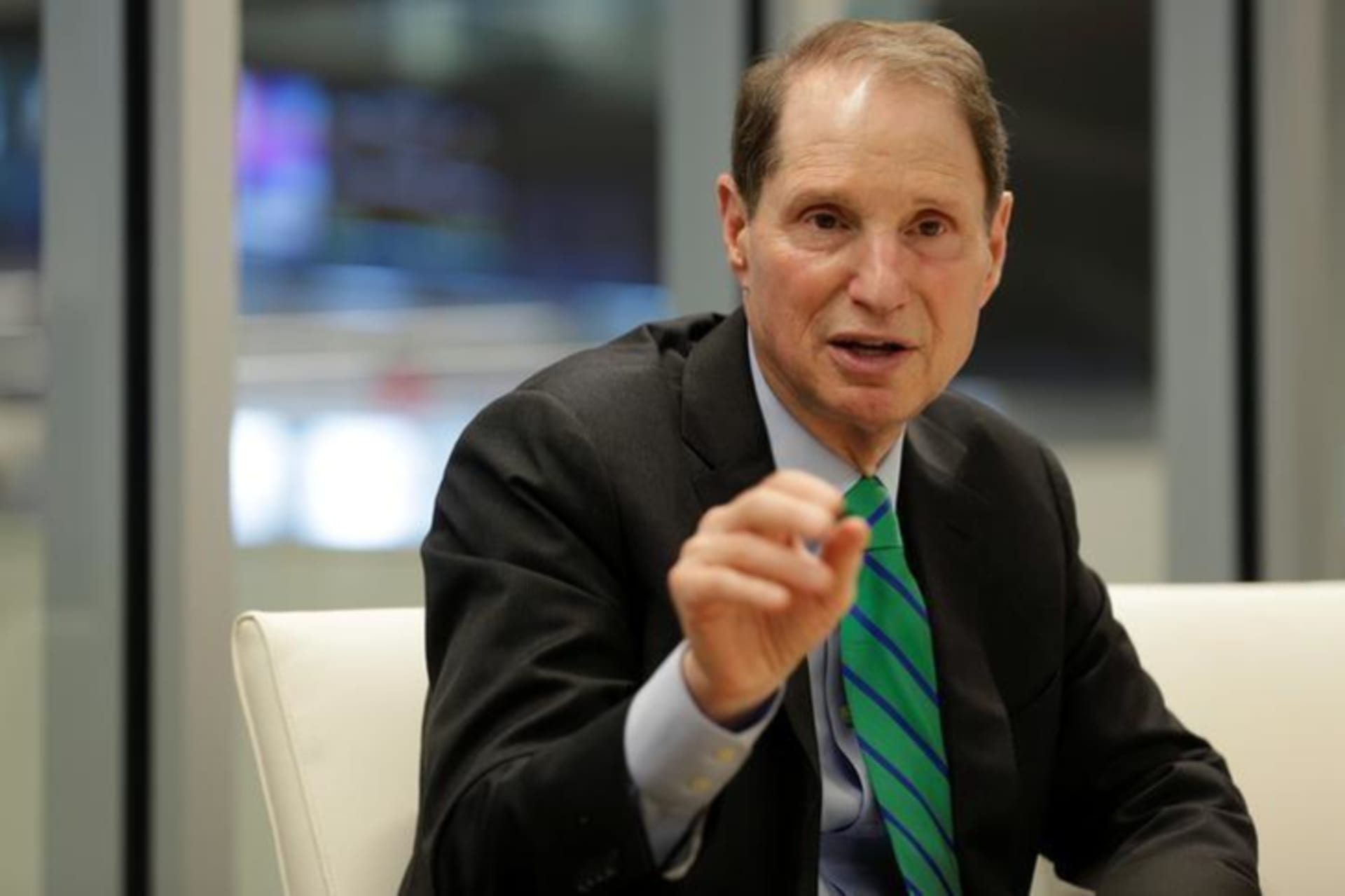<p>Senator Ron Wyden (D-OR) speaks during an interview in 2017. Wyden recently released a letter alleging that the CIA collected bulk data on Americans without a warrant.</p>
