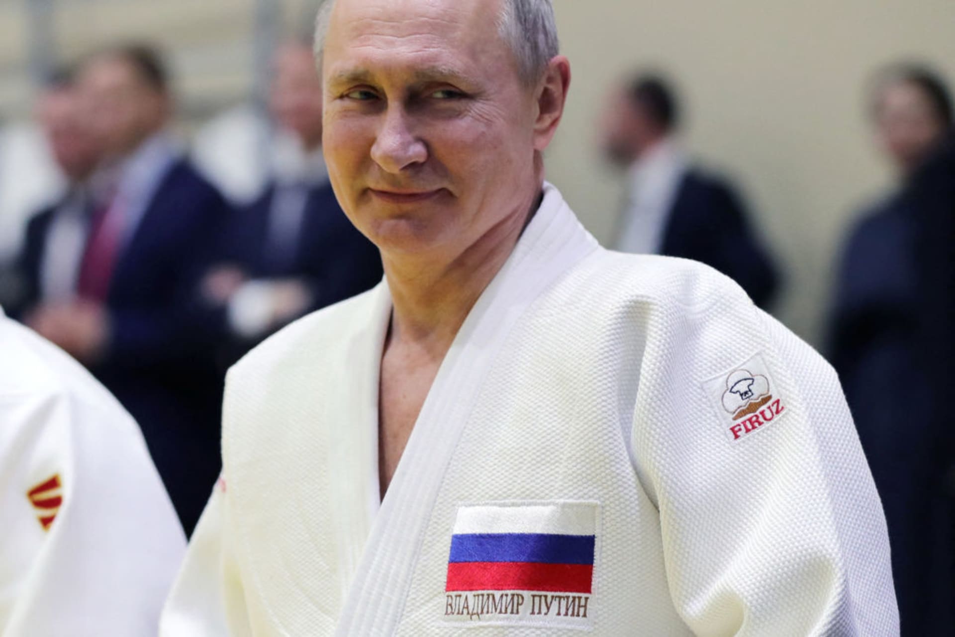 <p>Russian President Vladimir Putin trains with members of the Russian national judo team in Sochi on February 14, 2019.</p>

