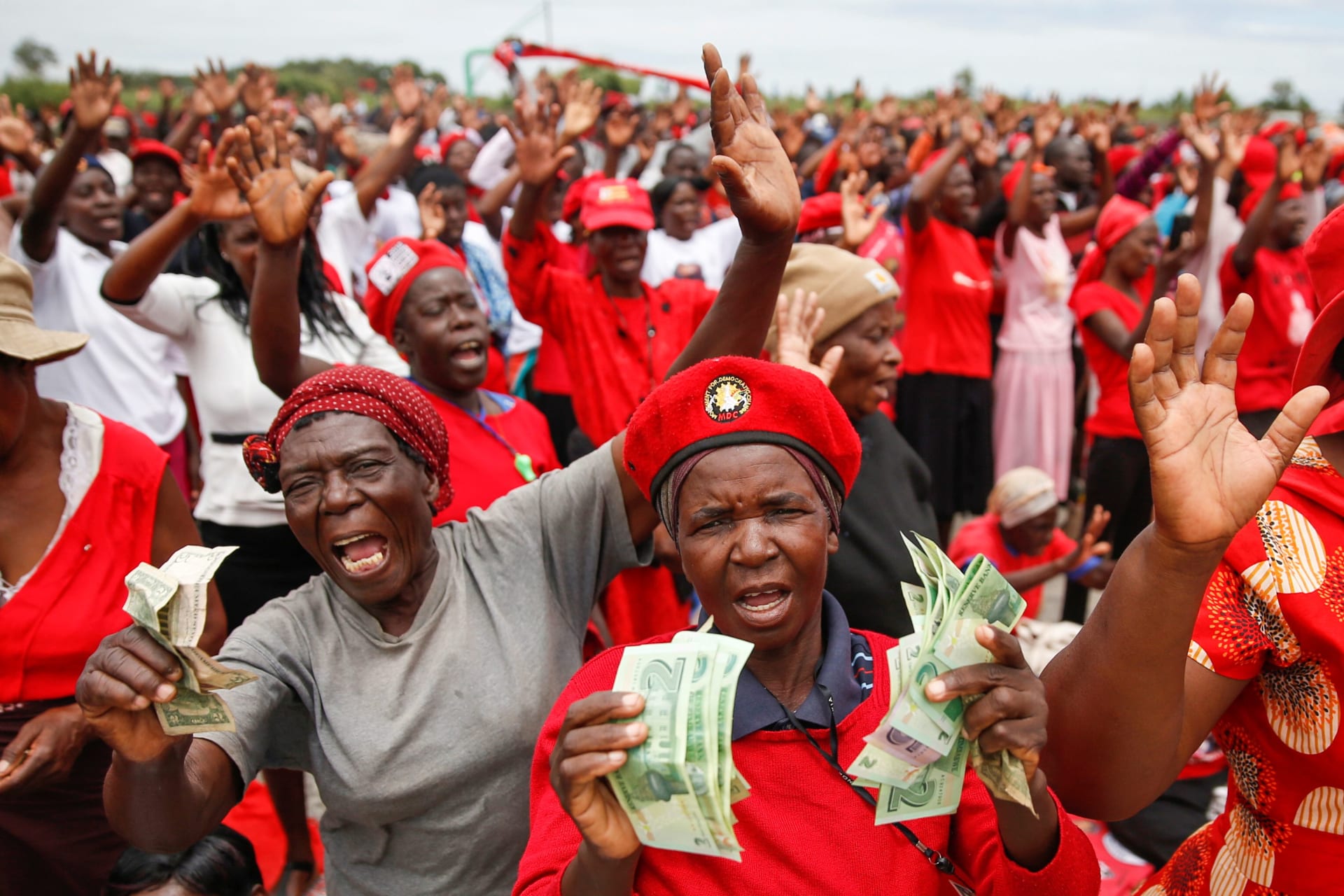 <p>Zimbabwe’s main opposition Movement for Democratic Change (MDC) supporters gather for a rally in Harare, Zimbabwe on January 21, 2020.</p>
