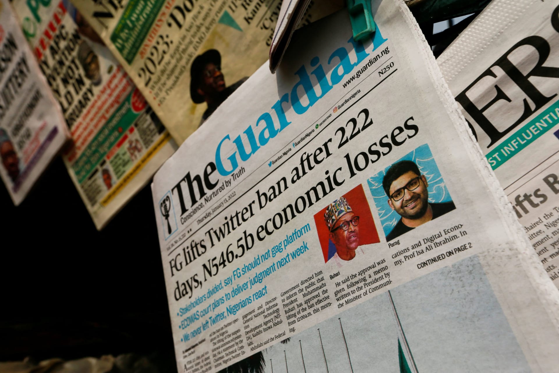 <p>Newspapers are pictured after Nigeria government announced the lifting of Twitter ban in Abuja, Nigeria on January 13, 2022.</p>
