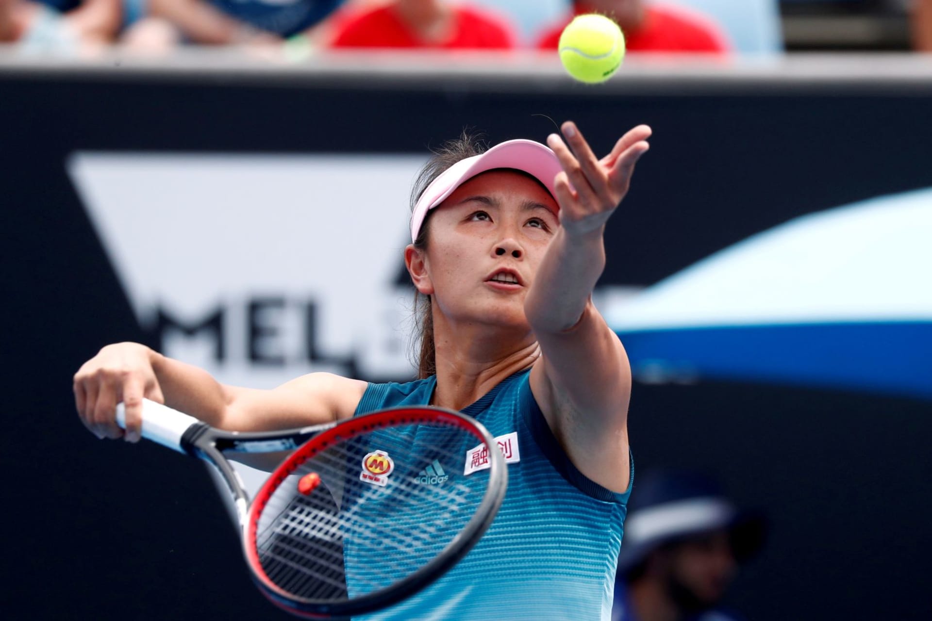 <p>China’s Peng Shuai serves during a match at the Australian Open on January 15, 2019. </p>
