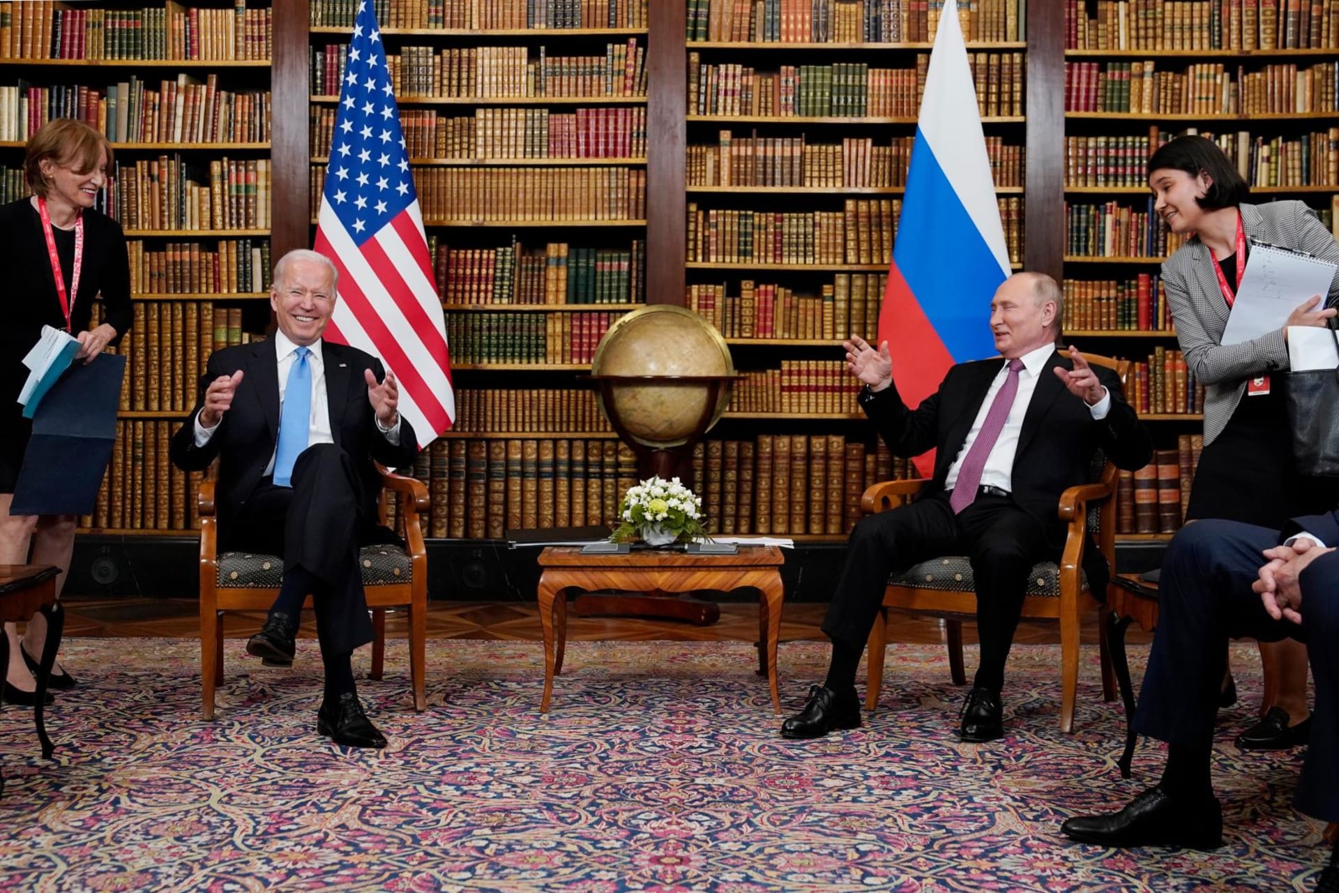 <p>Joe Biden and Vladimir Putin meet in Geneva, Switzerland.</p>