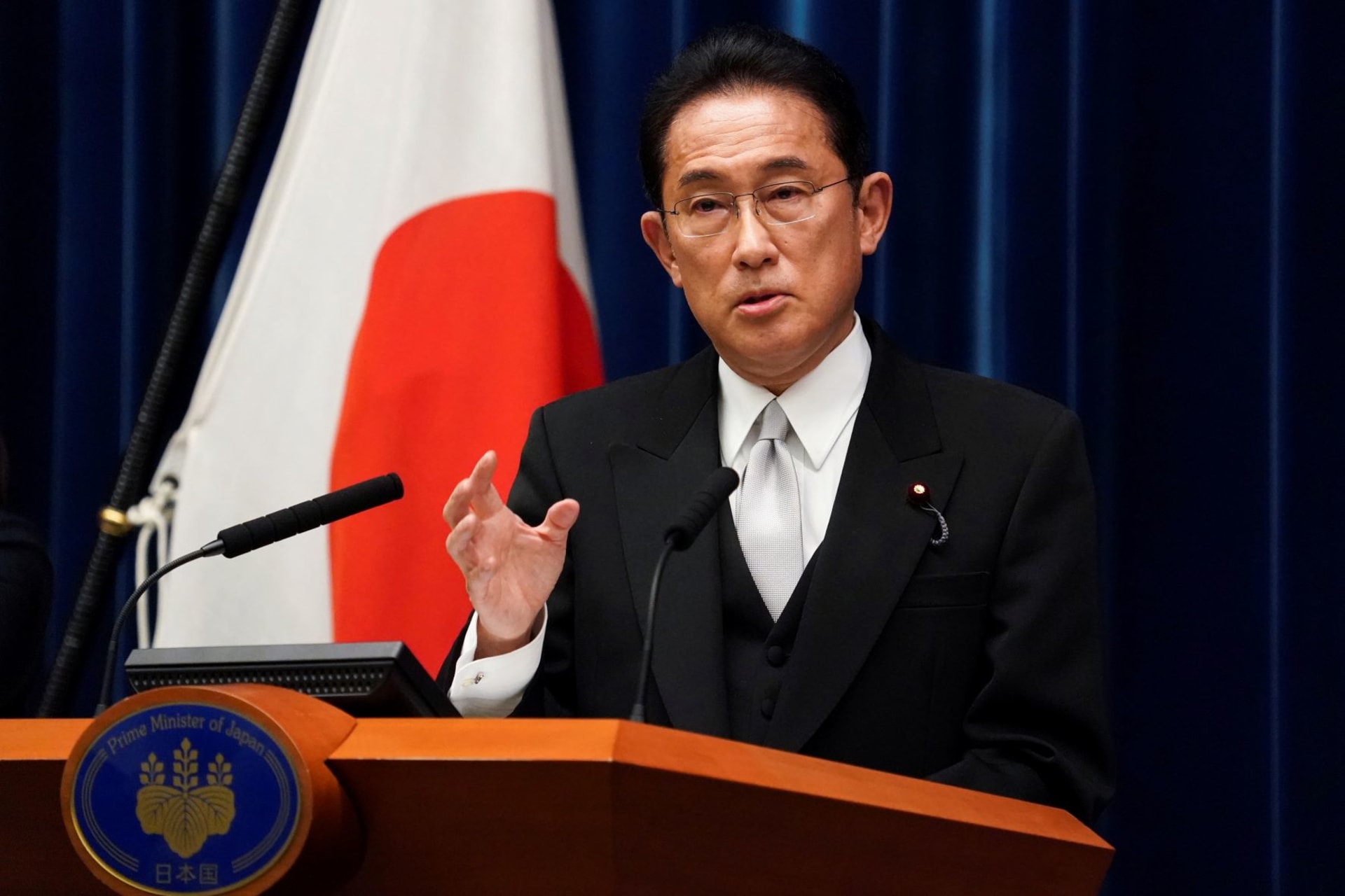 <p>Fumio Kishida, Japan’s prime minister, speaks during a news conference at the prime minister’s official residence in Tokyo, Japan, October 4, 2021</p>
