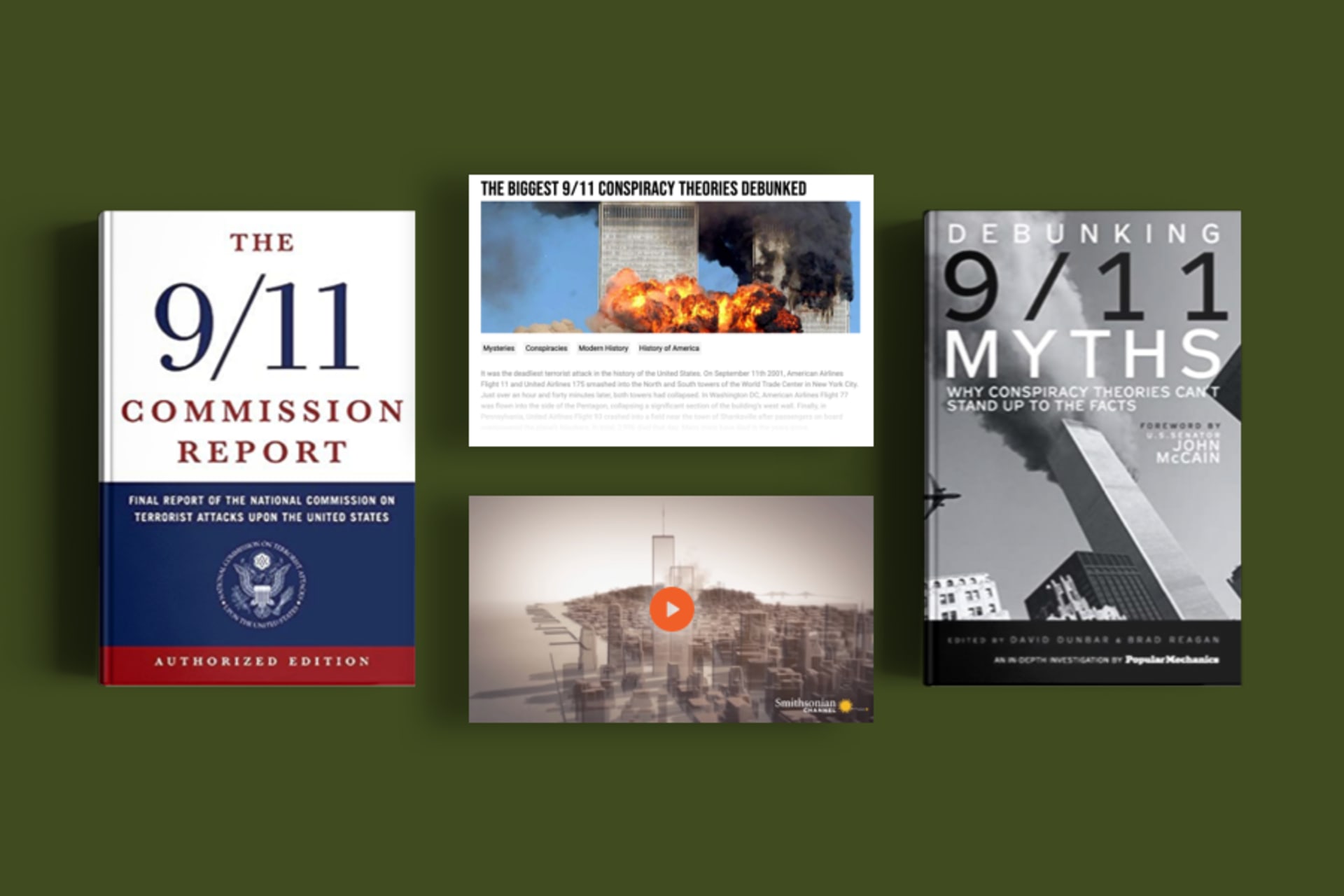<p>A few of our resources to debunk 9/11 conspiracy theories. </p>
