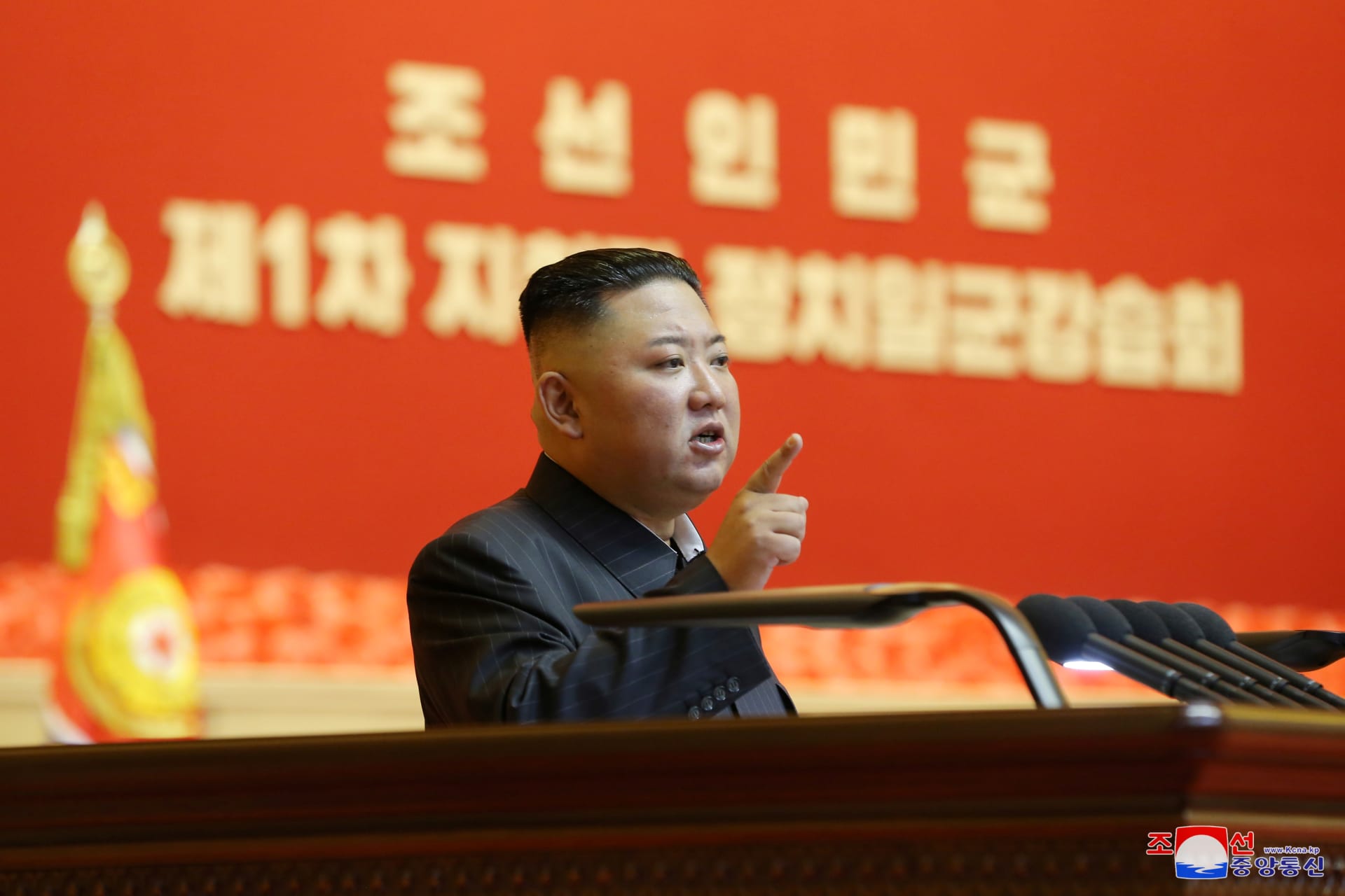 <p>North Korea’s leader Kim Jong-un leads the first workshop of the commanders and political officers of the Korean People’s Army (KPA) in Pyongyang, North Korea in this image supplied by North Korea’s Korean Central News Agency on July 30, 2021.</p>
