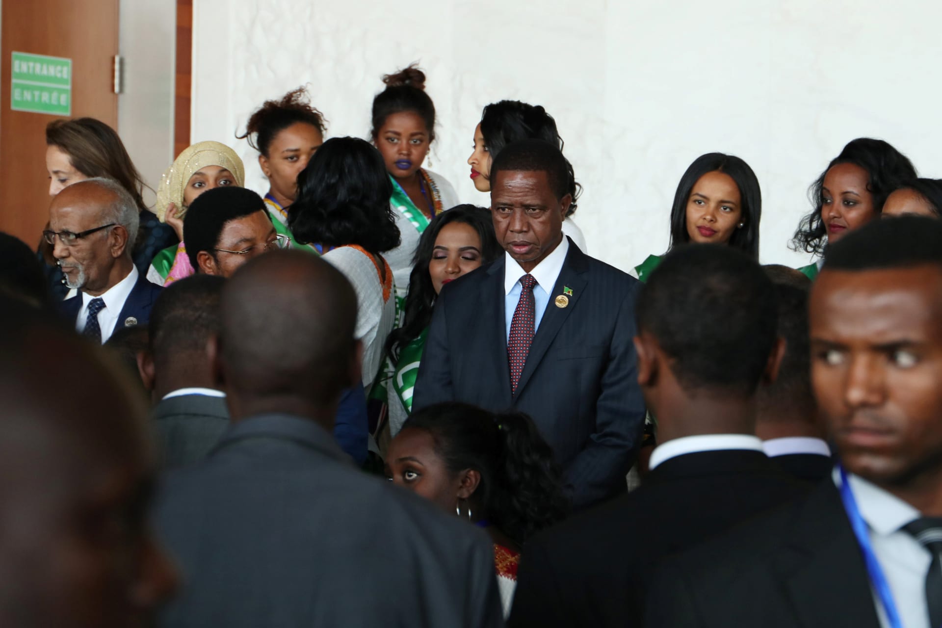 <p>Edgar Lungu, President of Zambia, arrives for the opening of the 32nd Ordinary Session of the Assembly of the Heads of State and the Government of the African Union (AU) in Addis Ababa, Ethiopia on February 10, 2019.</p>

