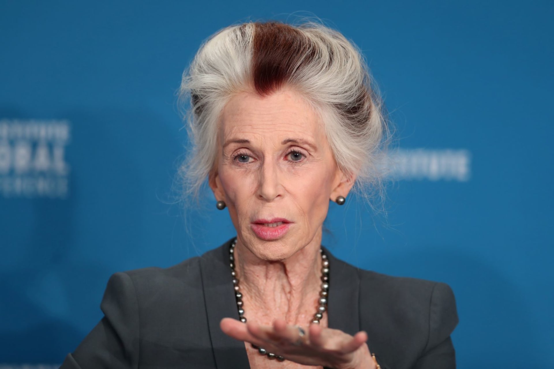 <p>Catharine MacKinnon presents in front of the Milken Institute’s 21st Global Conference in Beverly Hills, California on April 30, 2018.</p>
