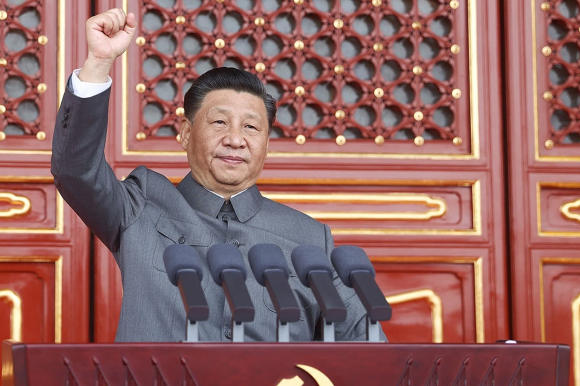<p>Xi Jinping delivers a speech at a ceremony marking the one hundredth anniversary of the founding of the Chinese Communist Party in Beijing, China, on July 1, 2021.</p>
