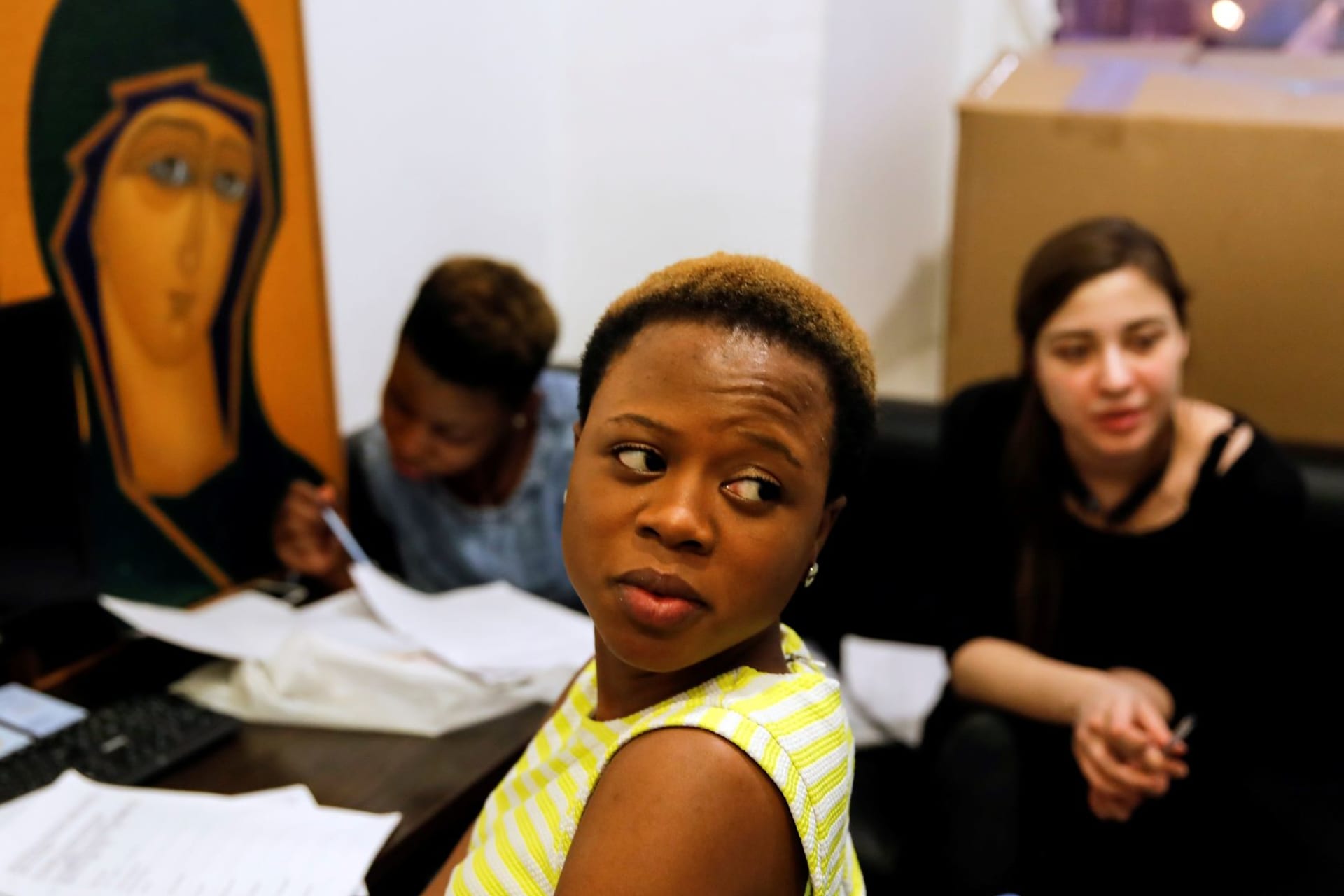 <p>After being rescued from human traffickers, a Nigerian woman attends a Russian language course in Moscow.</p>
