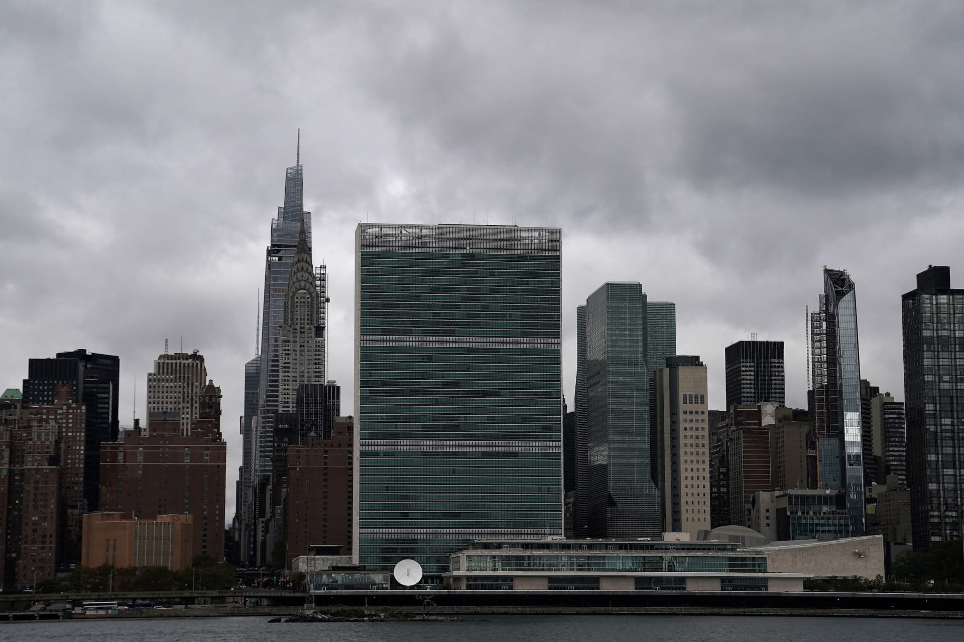 <p>A view of the United Nations headquarters in the Manhattan Borough of New York City, New York, U.S., September 30, 2020.</p>
