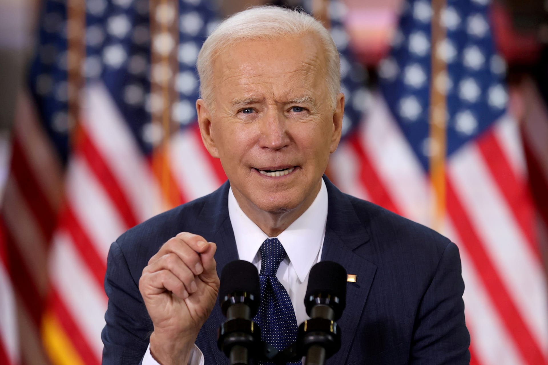 <p>President Joe Biden speaks about his $2 trillion infrastructure plan during an event in Pittsburgh, on March 31, 2021.</p>
