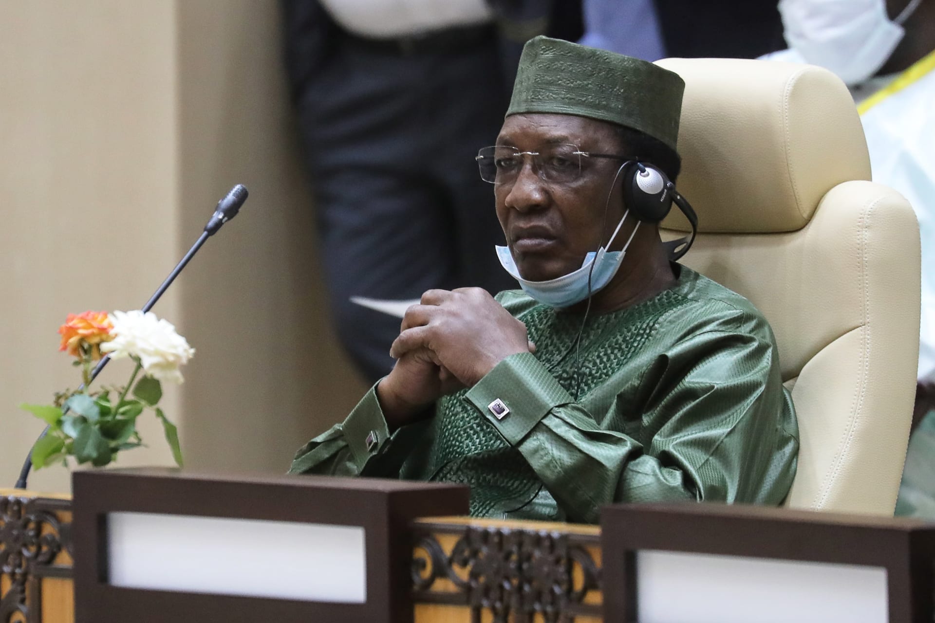<p>Chad’s President Idriss Déby attends a working session of the G5 Sahel summit in Nouakchott, Mauritania June 30, 2020</p>
