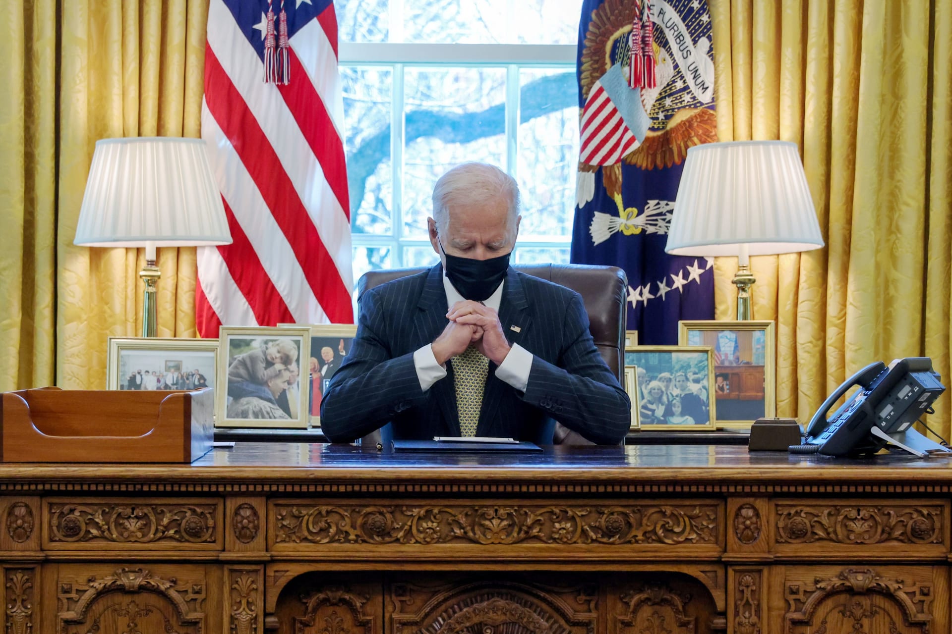 <p>U.S. President Joe Biden is seated.</p>
