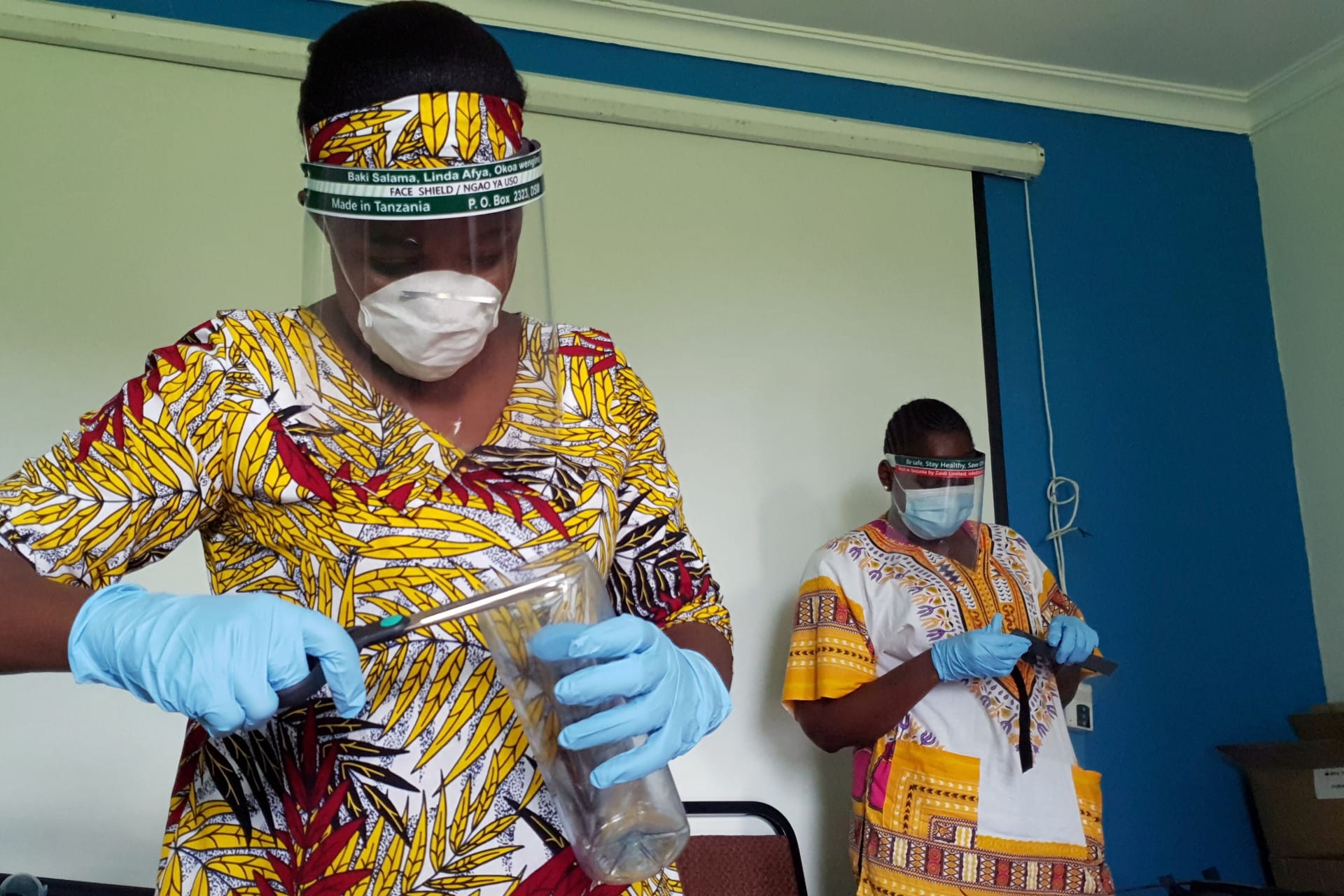 <p>Workers prepare face shields from recycled plastics at the Zaidi Recyclers workshop as a measure to stop the spread of coronavirus disease (COVID-19) in Dar es Salaam, Tanzania on May 21, 2020.</p>
