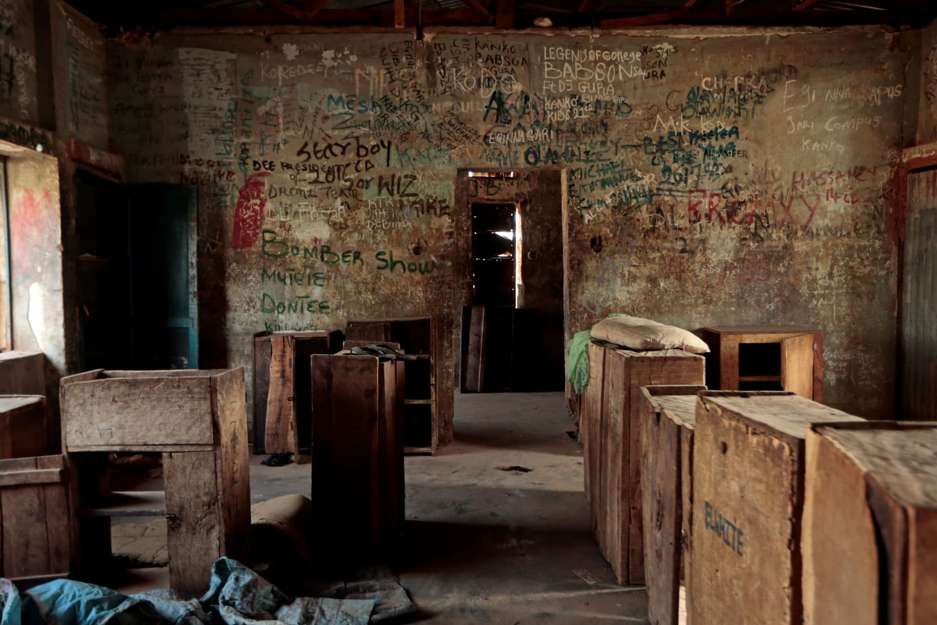 <p>A pillow is left on the cupboard inside the dormitory of the Government Science College in Kagara, Niger State, Nigeria on February 18, 2021.</p>
