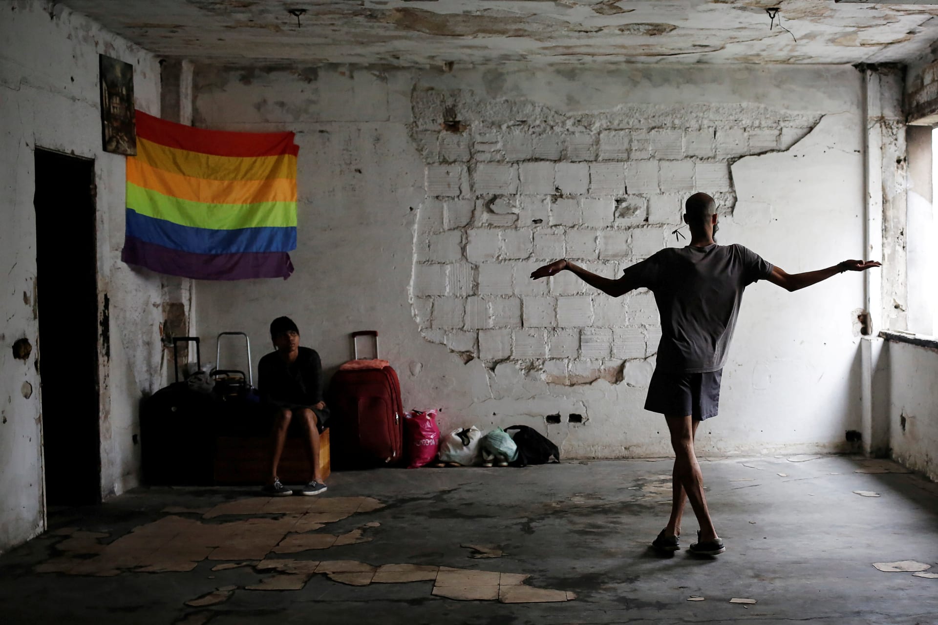 <p>Members of Brazil’s Movimento dos Sem-Teto (Roofless Movement) and LGBTQ+ community pictured during the occupation of an abandoned apartment building in downtown São Paulo.</p>
